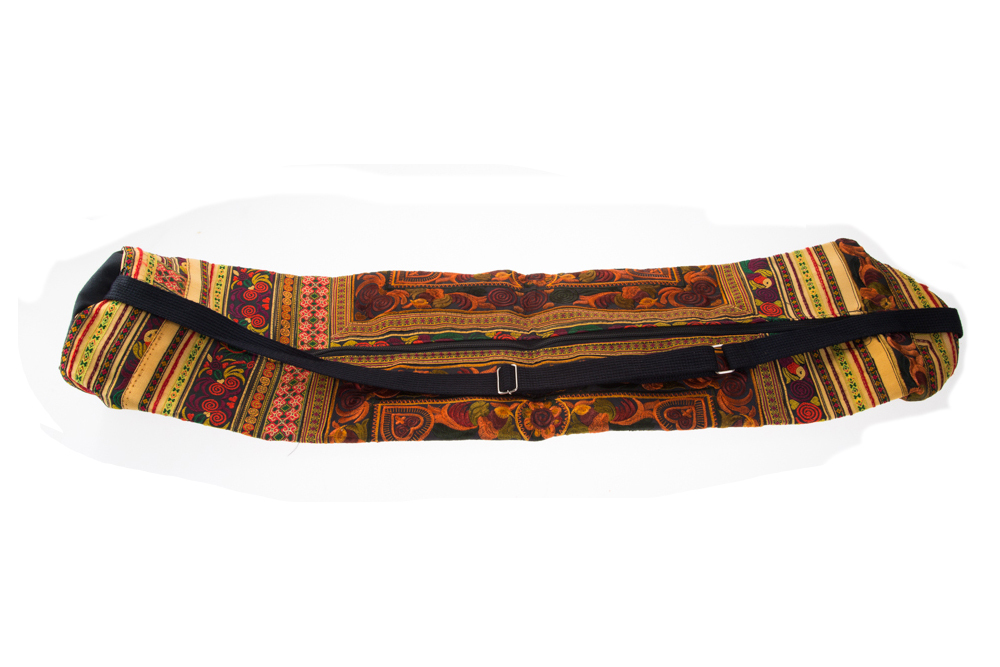 Handmade Fabric Gold Yoga Mat Bag Accessory Carrier Gym Tribal Art Thai Craft