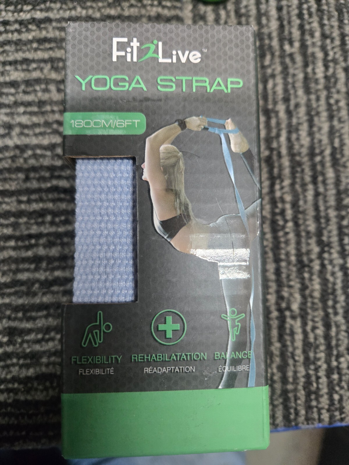 Fit2Live Yoga Strap with Adjustable D Ring 6 Ft Pilates Blue–C