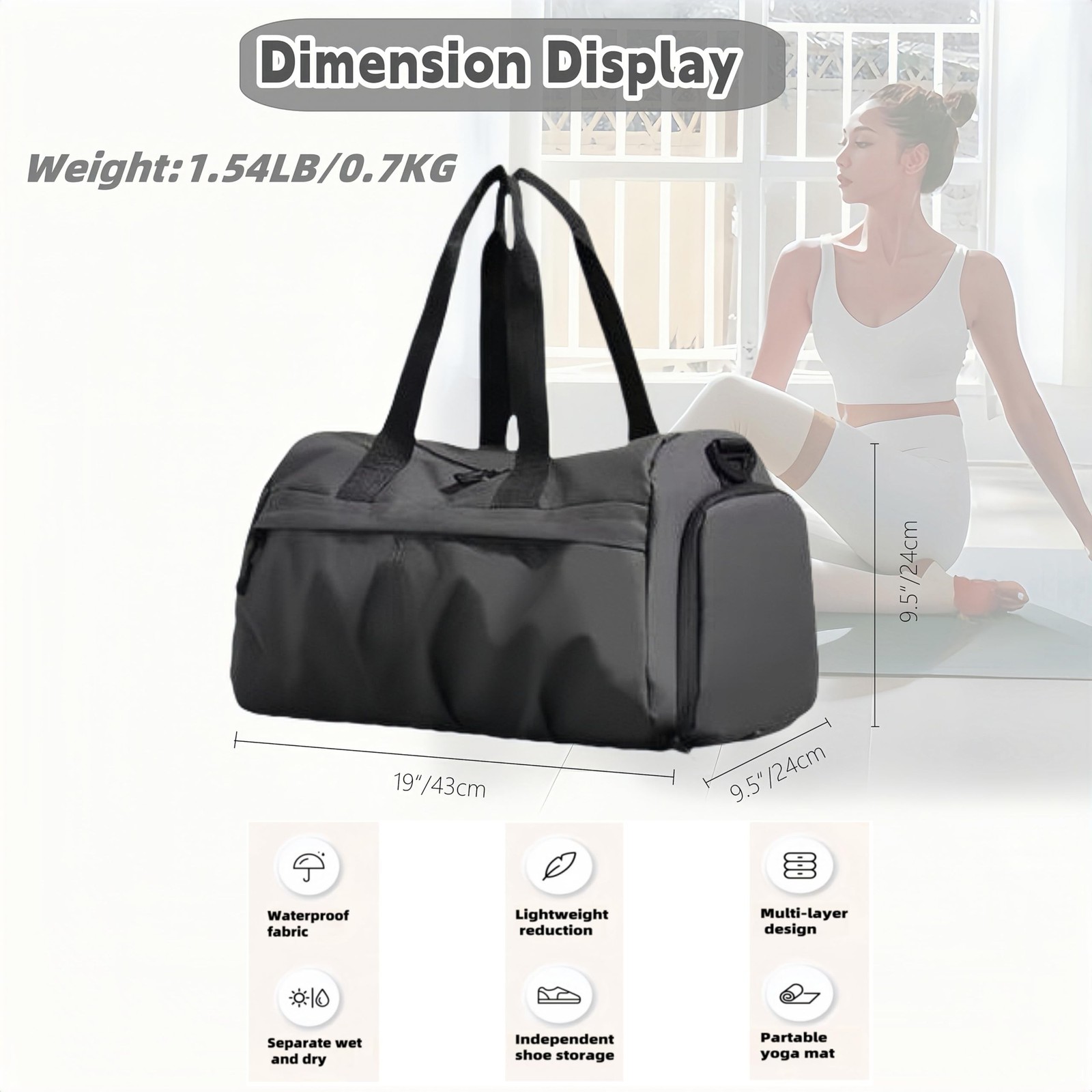 Gym Bag for Women/Men with Shoes Compartment, Small Fitness Sports Bag with W…