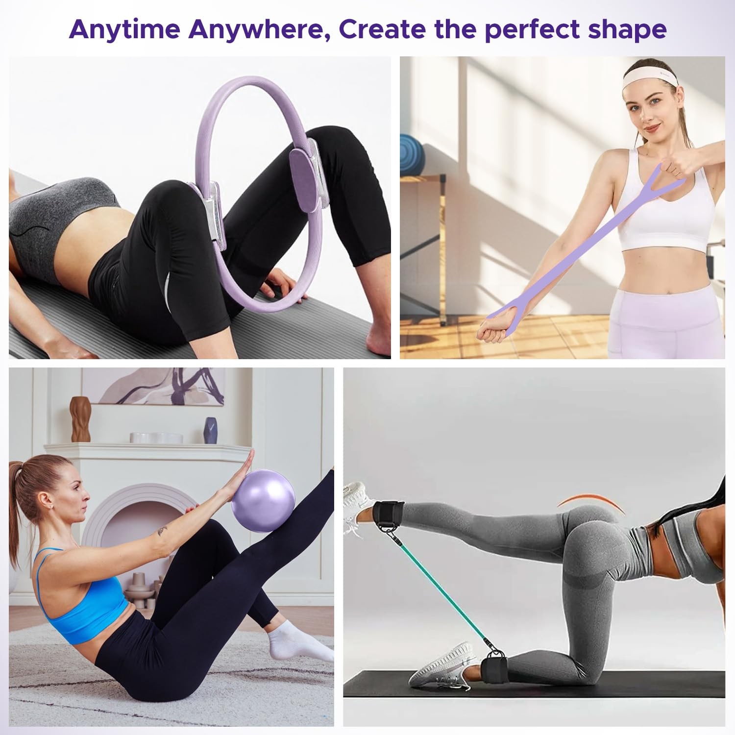Pilates Ring Kit for Women, Pilates Equipment Accessories, Home Workout Set w…