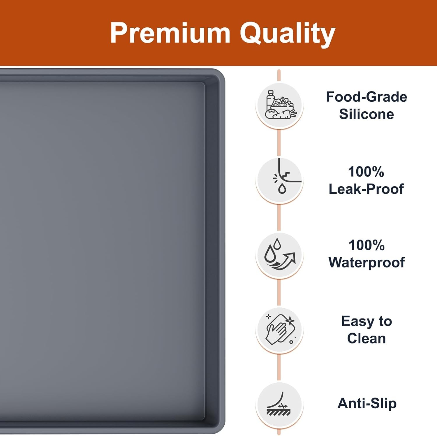 Silicone Pet Feeding Mat Waterproof – Non Slip Dog Cat Food Bowl Floor Protector