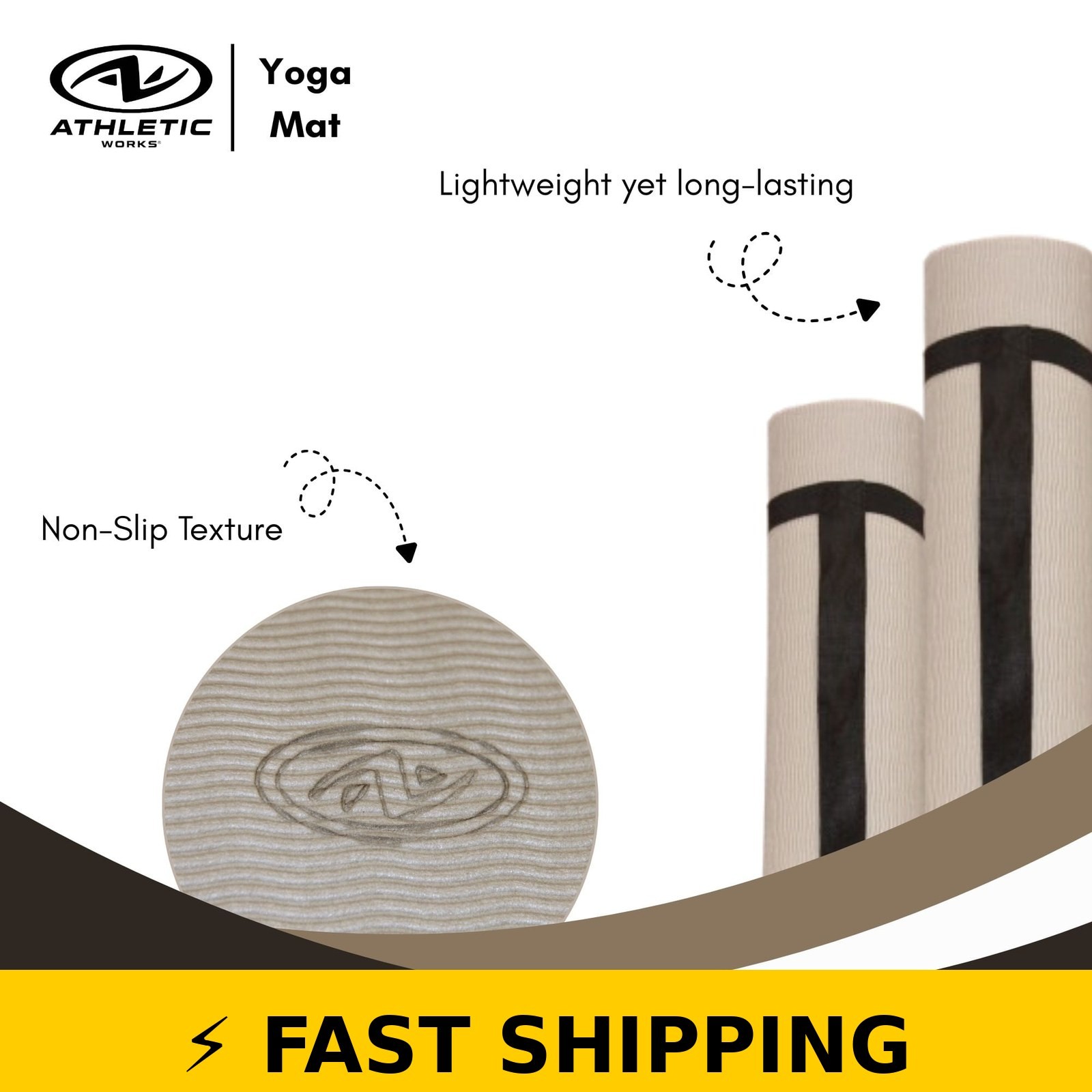 Athletic Works 68×24 inch TPE Yoga Mat with Carry Strap