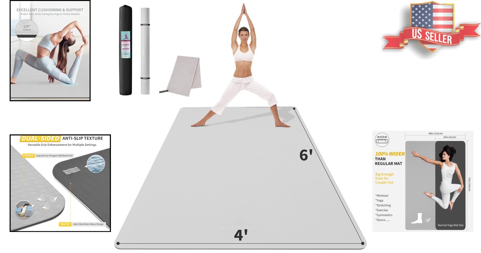 Versatile Large Exercise Mat with Storage Straps – Perfect for Yoga Enthusiasts