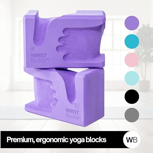 WRISTBuddy® Yoga Blocks 2-Pack (Left + Right) — Ergonomic, 9x6x4 IN, Lavender