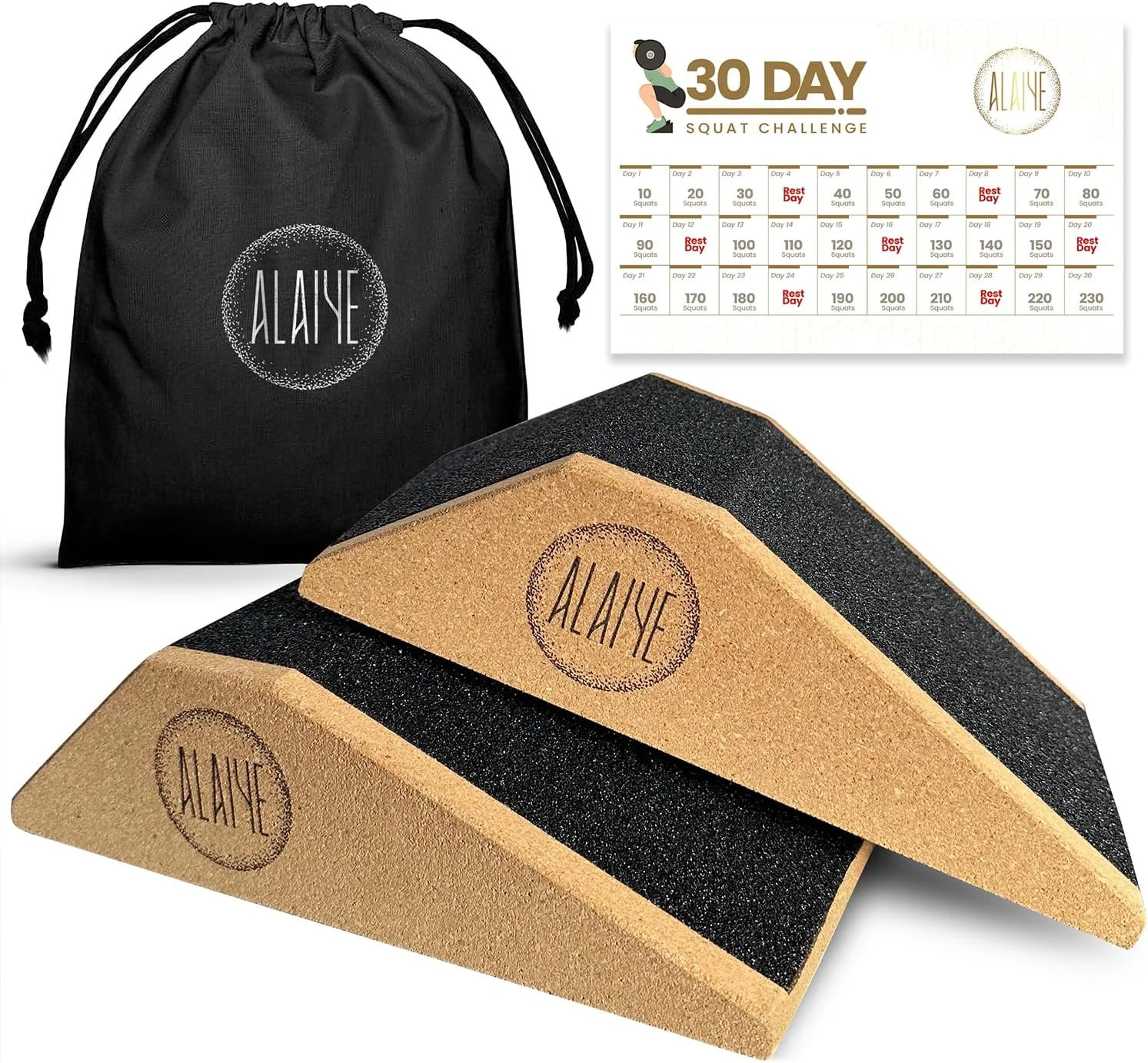 Squat Wedge Blocks (Set of 2) – Non-Slip Slant Boards for Lower Body Workouts, A