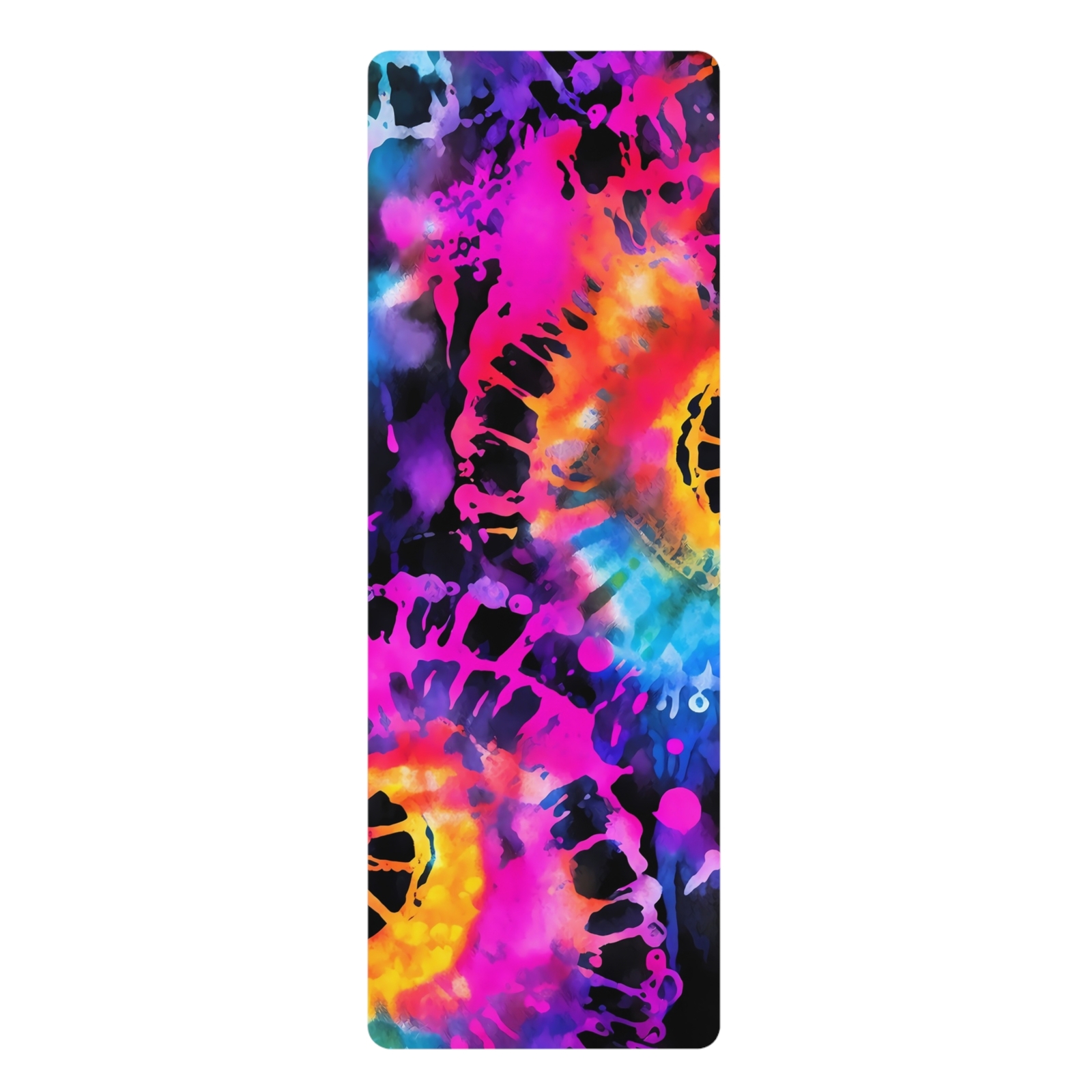 Premium Rubber Yoga Mat with Colorful Pink Tie-Dye | Non-Slip & Lightweight