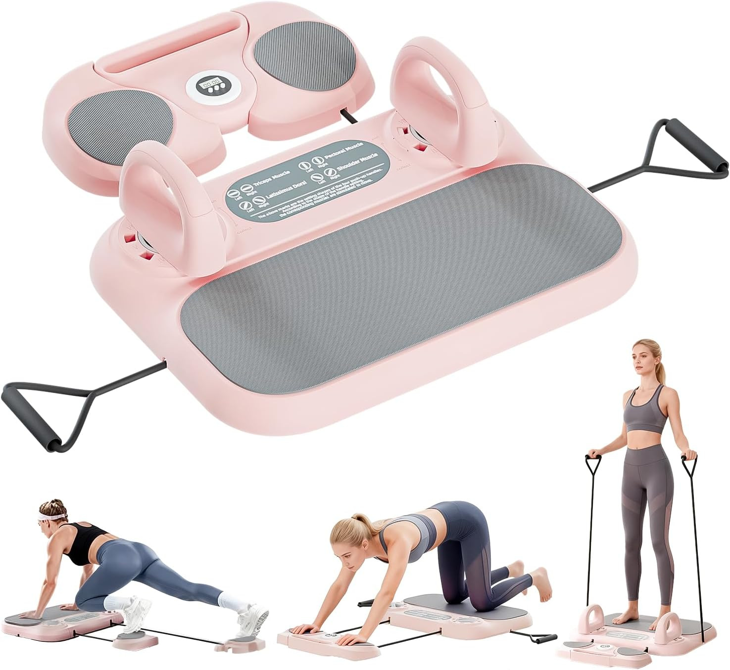 Pilates Reformer Board，6-In-1 Foldable Pilates Equipment for Home Workout with T