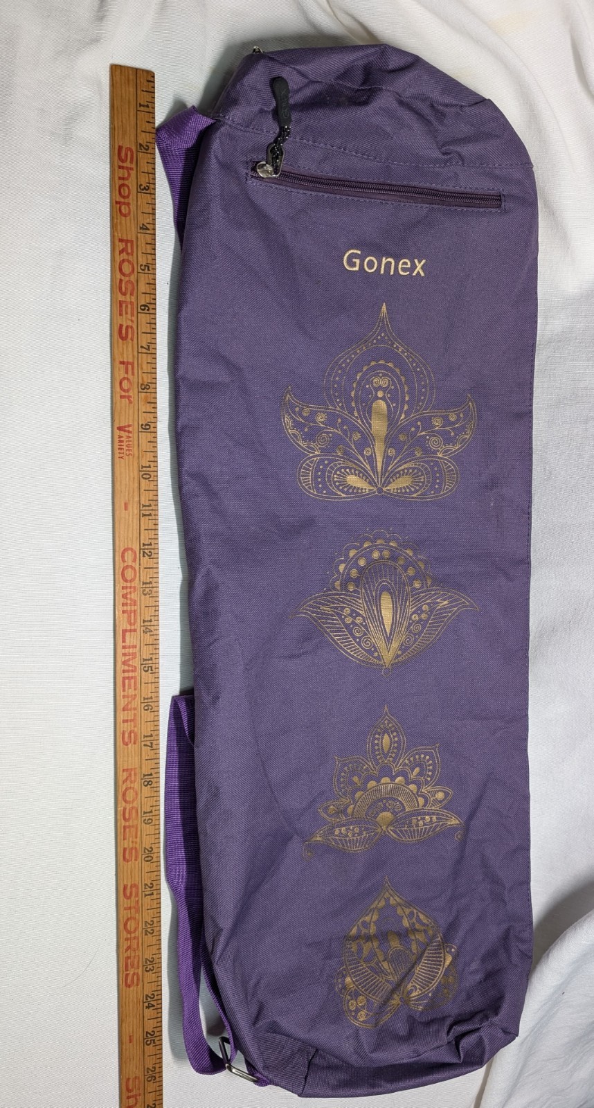 Yoga Mat Carry Bag Full Zip Henna Designs Duffle Bag Purple Gold