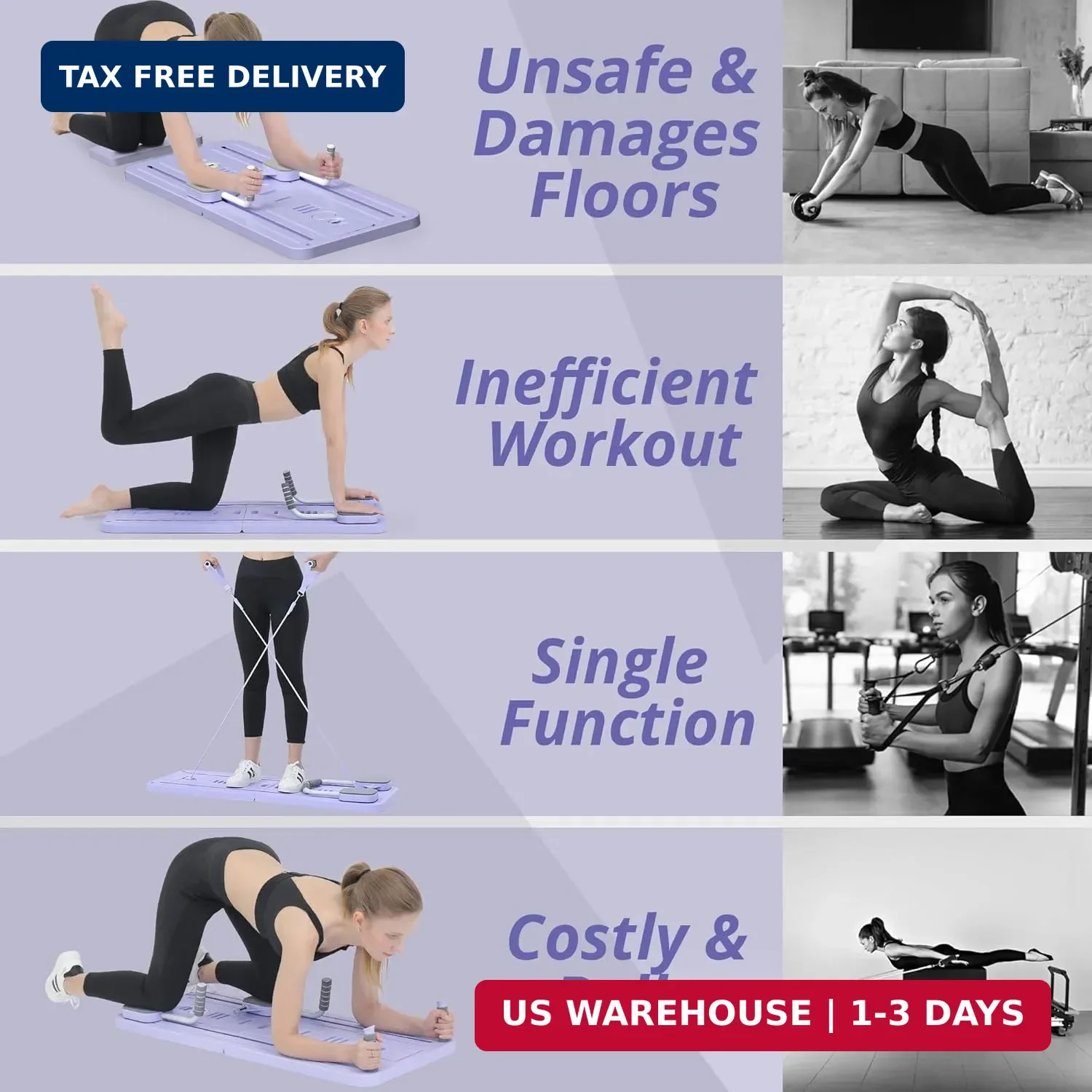 JANUA Pilates Board – Pilates Reformer Set, Multi-Purpose Foldable Pilates Refor