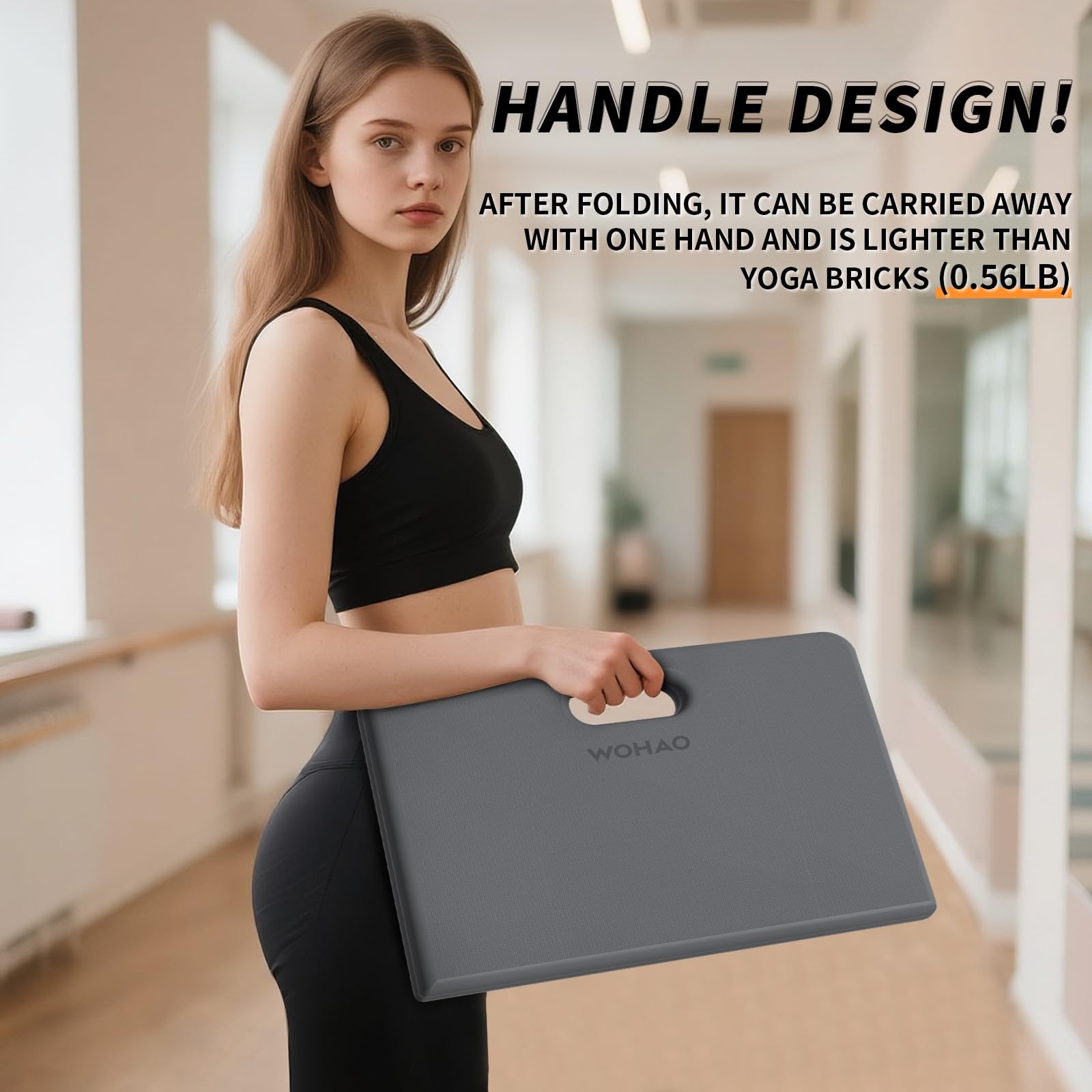 Yoga Knee Pad Foldable Non Slip POE Cushion Folding Support Handle Pilates