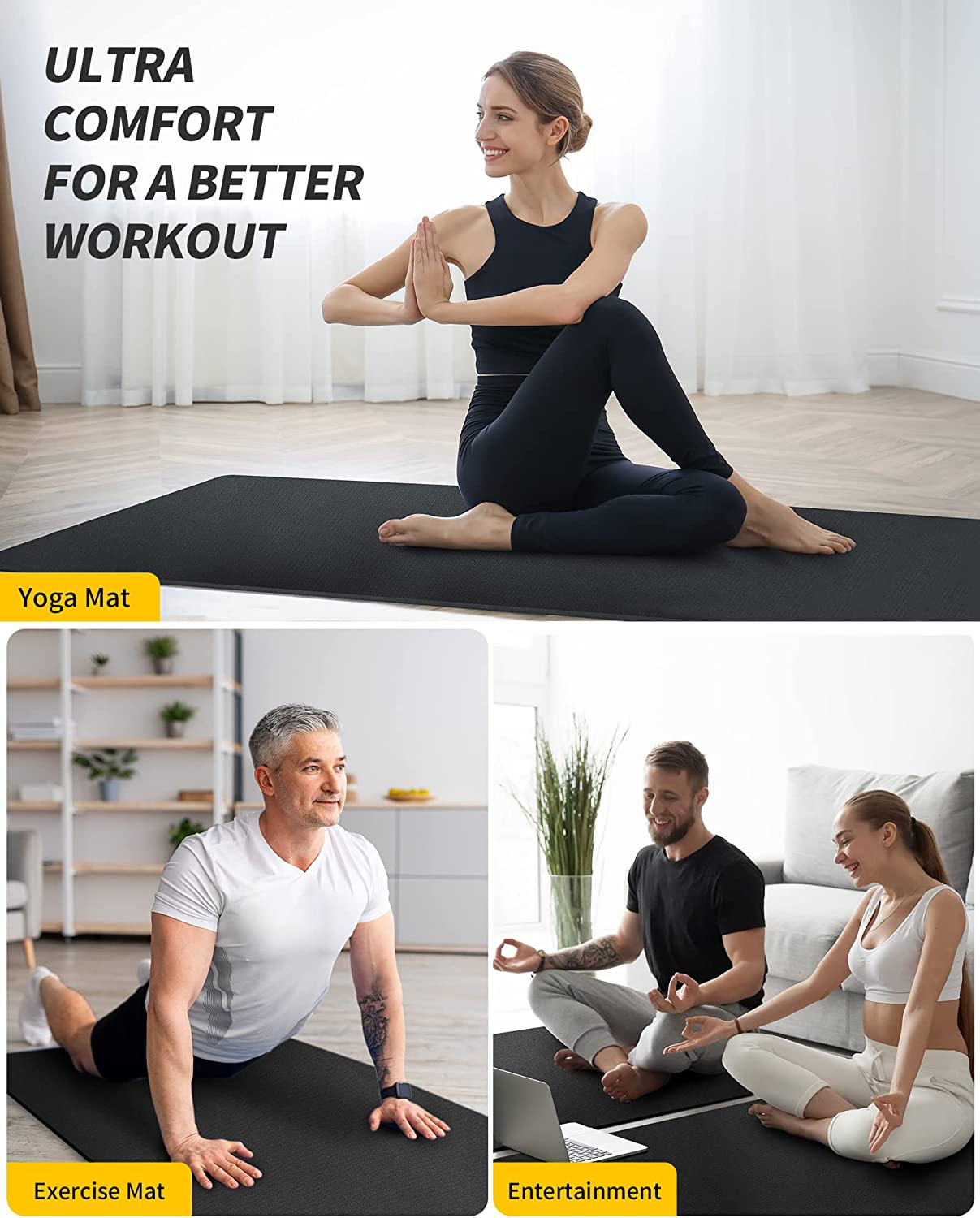 Yoga Mat for Women and Men, Extra Long and Wide Exercise Mat(72&Prime;X48&Prime;/84&Prime;X30&Prime;), L