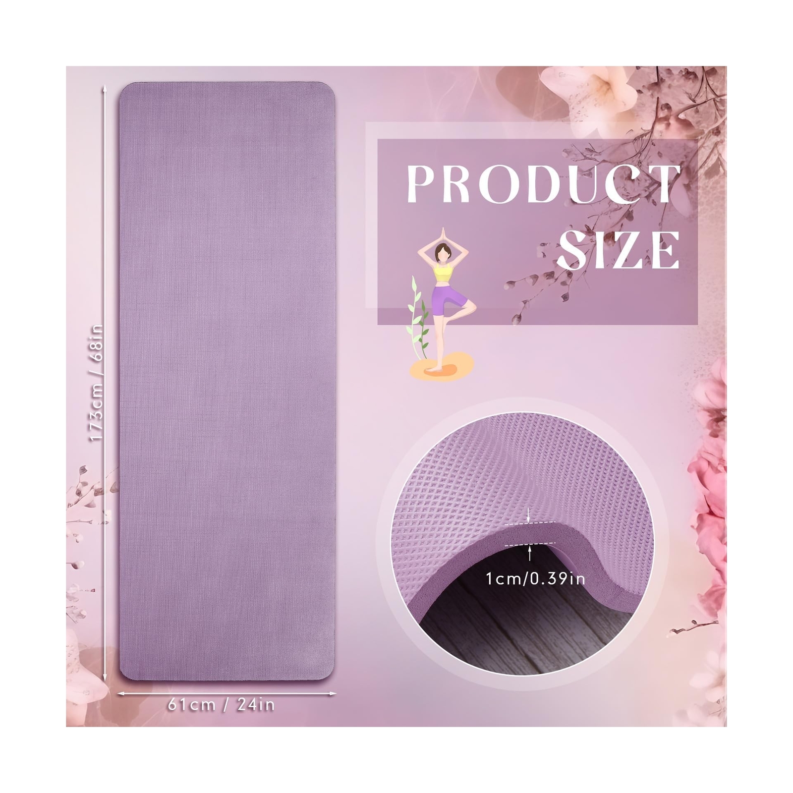 Timgle 6 Pcs 10mm Thick Yoga Mat Bulk 68 x 24 Inches Assorted Colors Exercise…
