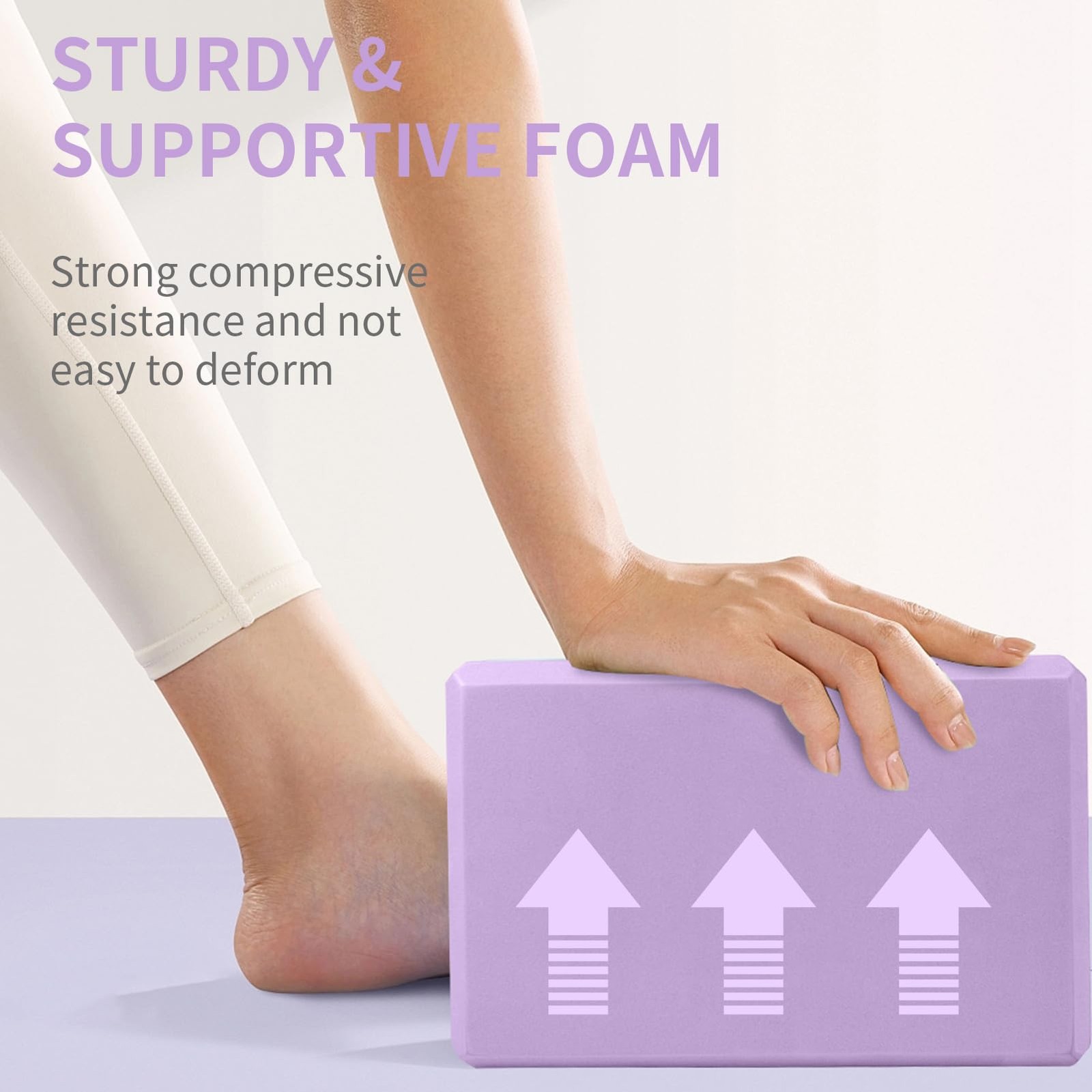 Yoga Block 2 Pack 9&Prime;x6&Prime;x3&Prime;, Sturdy Foam Blocks, High Density & Lavender