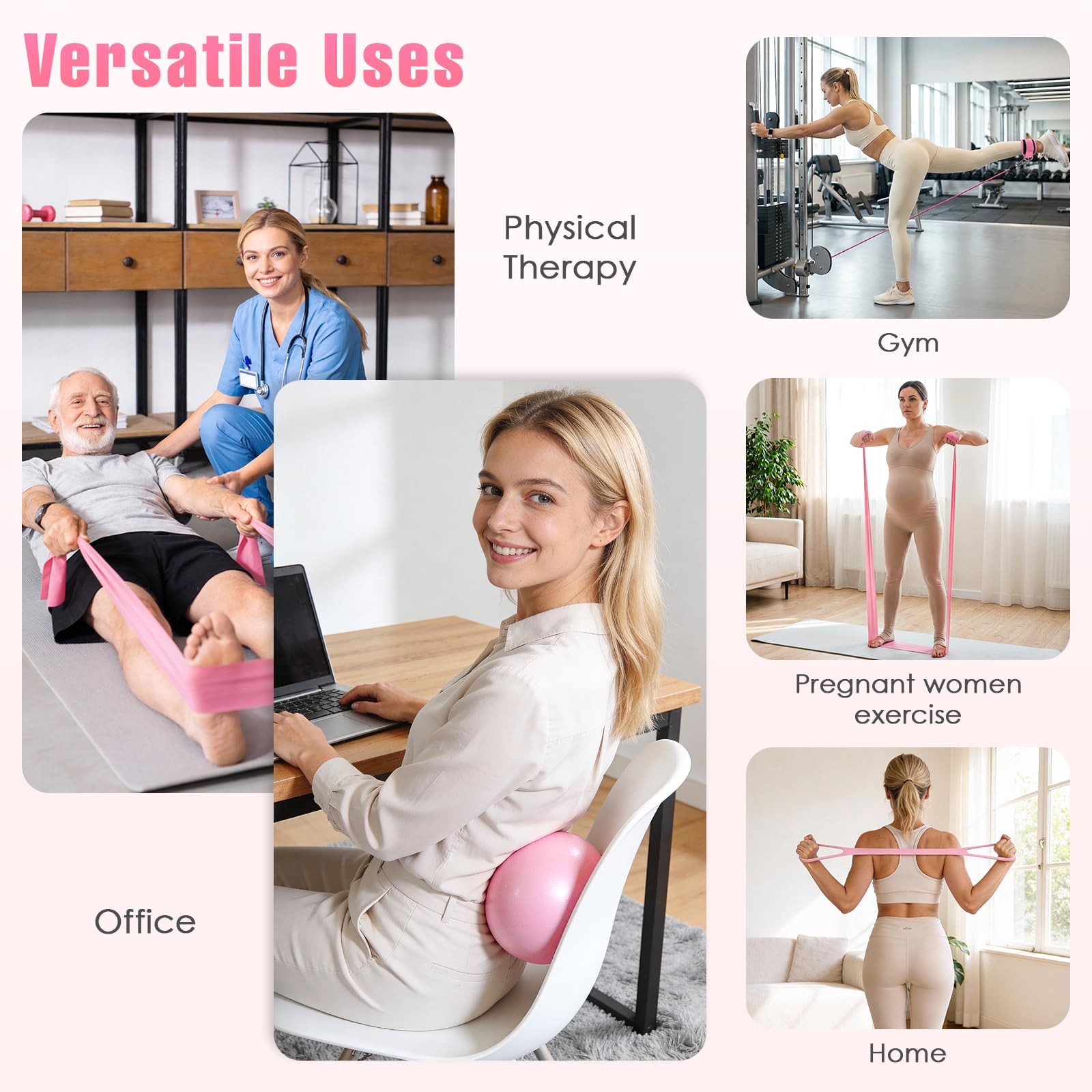 Pilates Equipment, Kit for Home Workouts, Pink