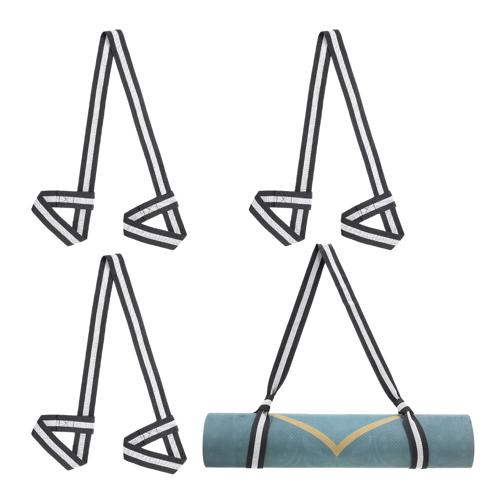 4Pcs Yoga Mat Strap Adjustable Yoga Mat Carrier Straps Sling, Grey White