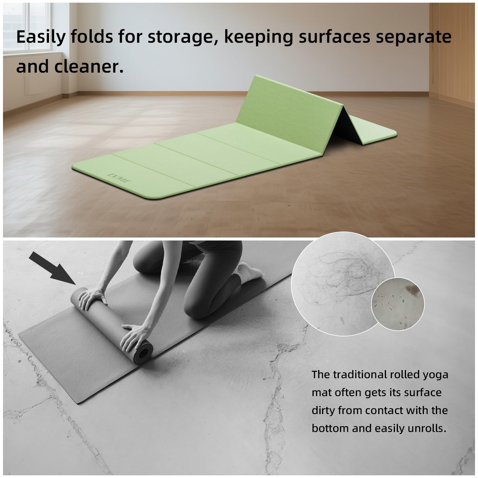 Foldable Yoga Mat 0.32 inches Thick(8mm), SGS Certified POE Material