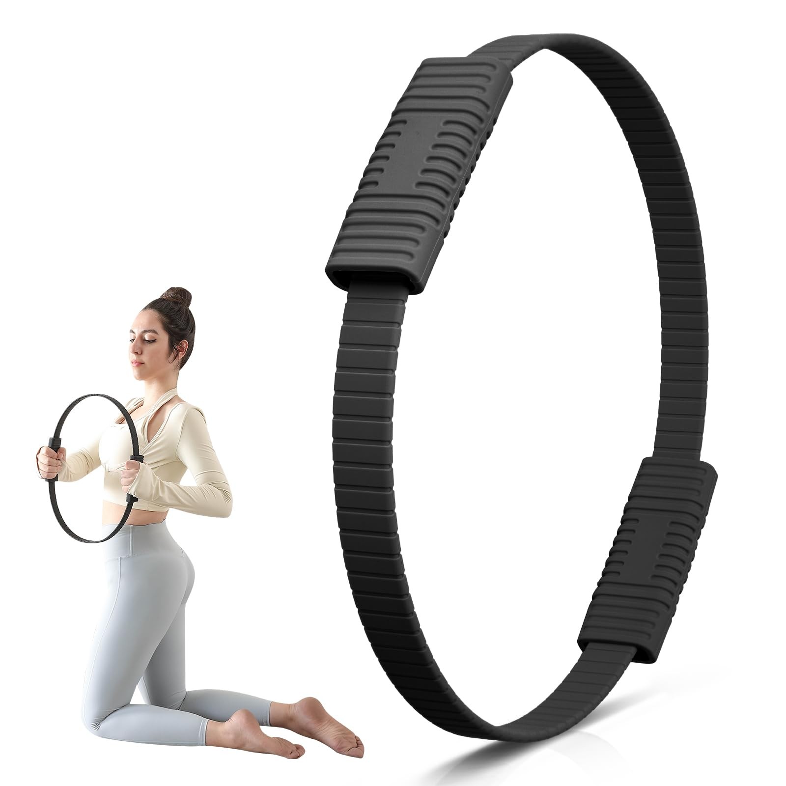 Zmarthumb Pilates Ring, 13.5&Prime; Silicone Magic Fitness Circle Black