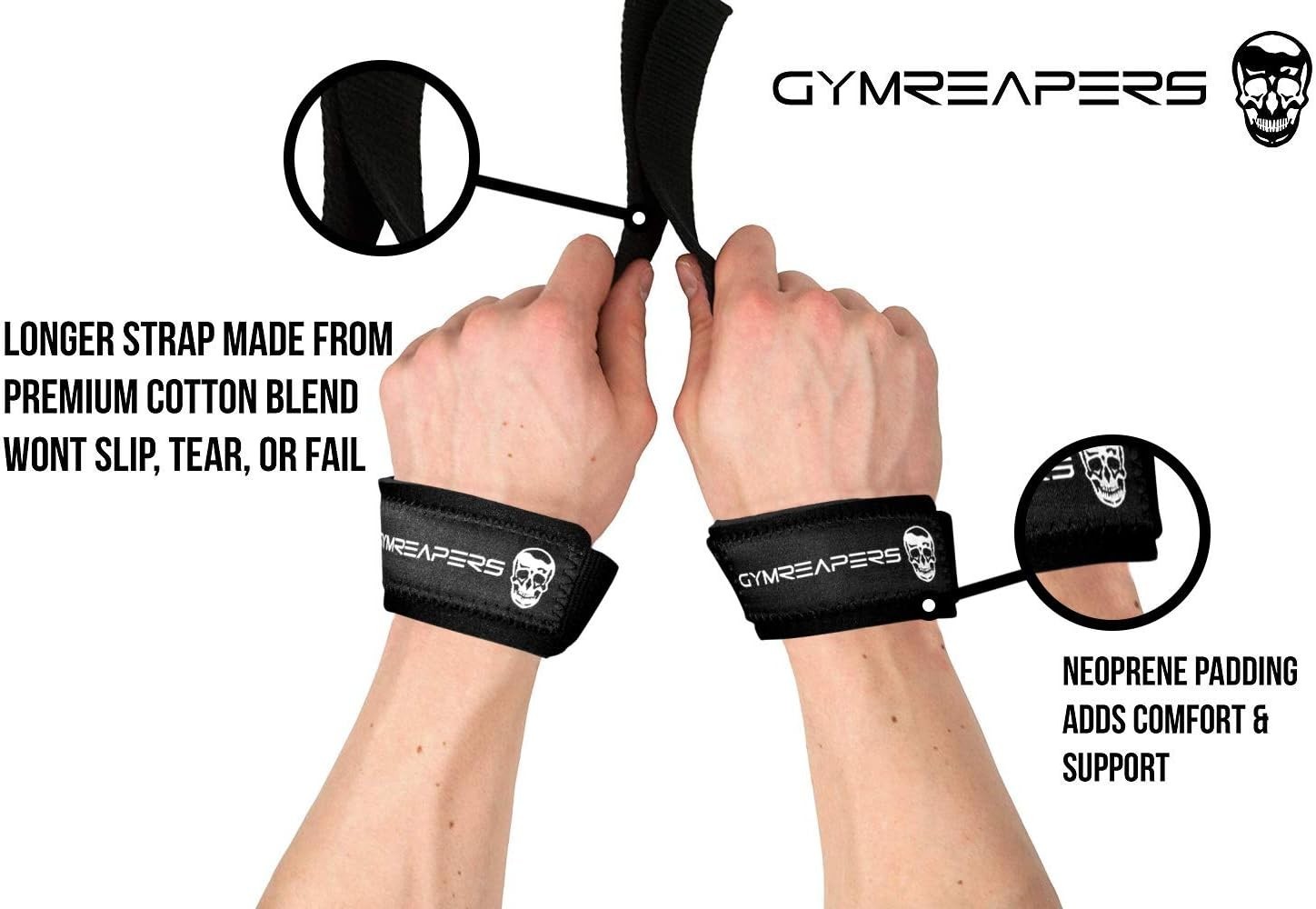 Lifting Wrist Straps Neoprene Padding Cotton Webbing Weightlifting Powerlifting