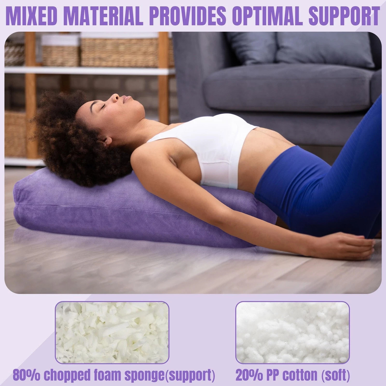 Yoga Bolster Pillow, Rectangular Bolster for Restorative Yoga & Meditation, P…
