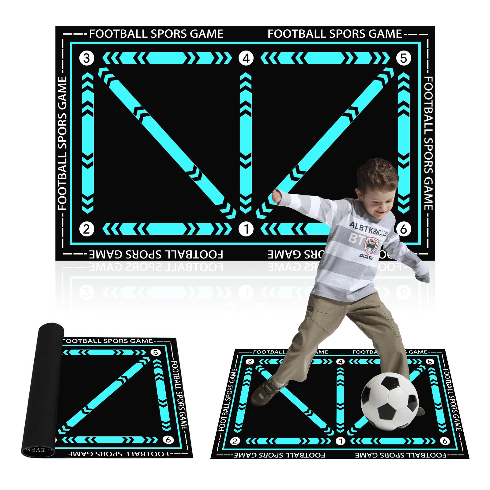 Football Training Mat, 90 x 60cm Soccer Mat, Non Slip Shock Absorbing Fu…