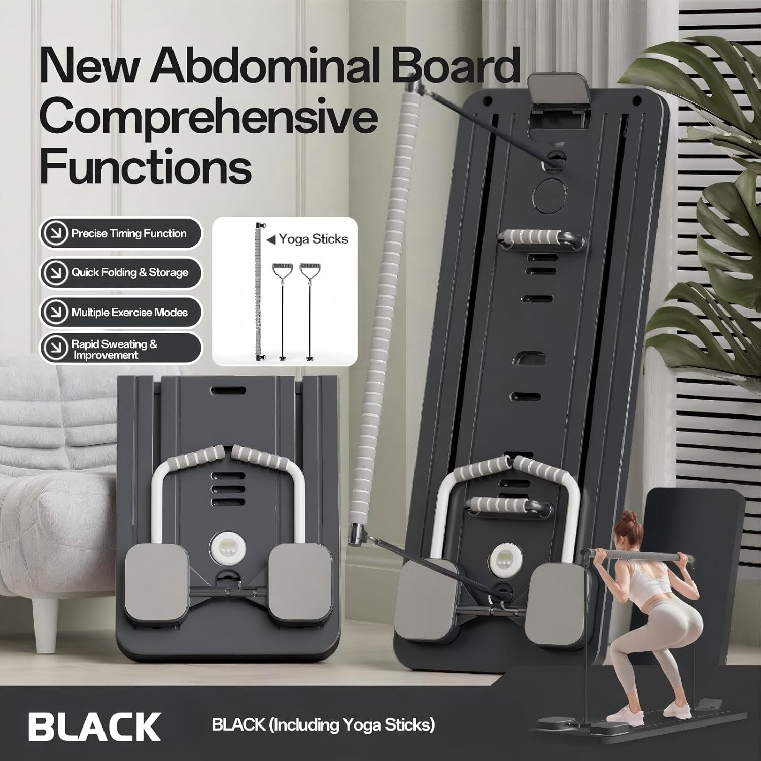 Foldable Pilates Reformer with Resistance Bands & Yoga Stick – Home Pilates Mach