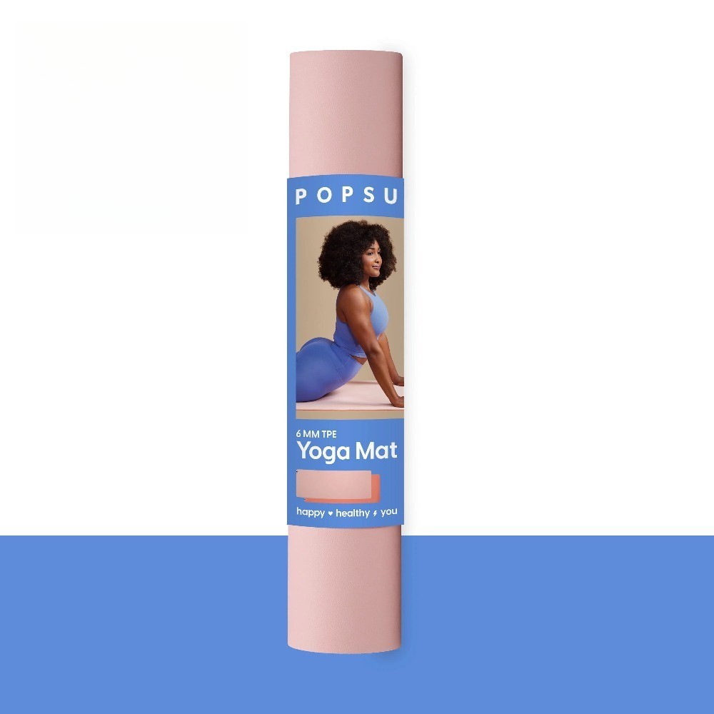 6mm PVC Printed Oval-Stripe Pink Rose Yoga Mat, 24×68 Inch