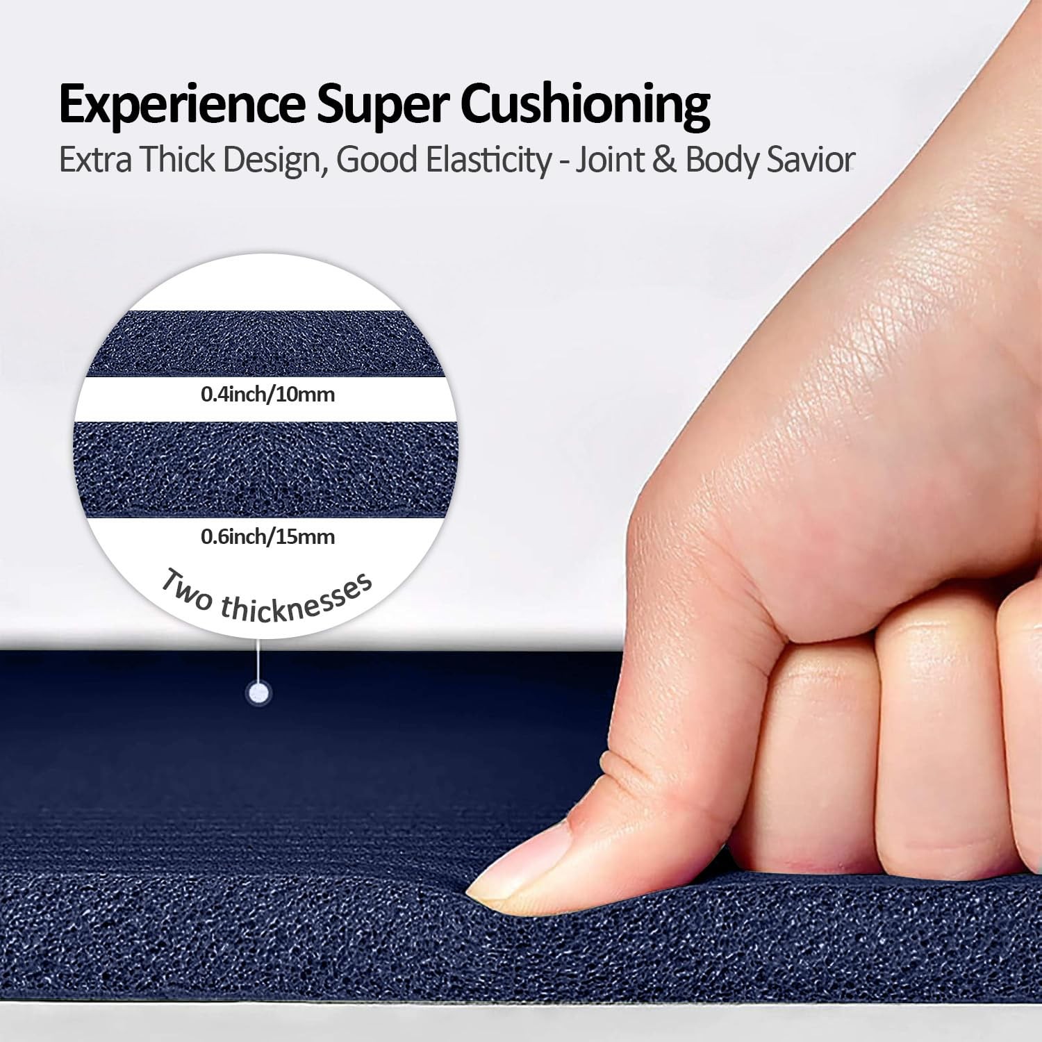 Gruper Thick Yoga Mat Non Slip, Large Size 72 x 24 x 0.4 inches, Navy Blue