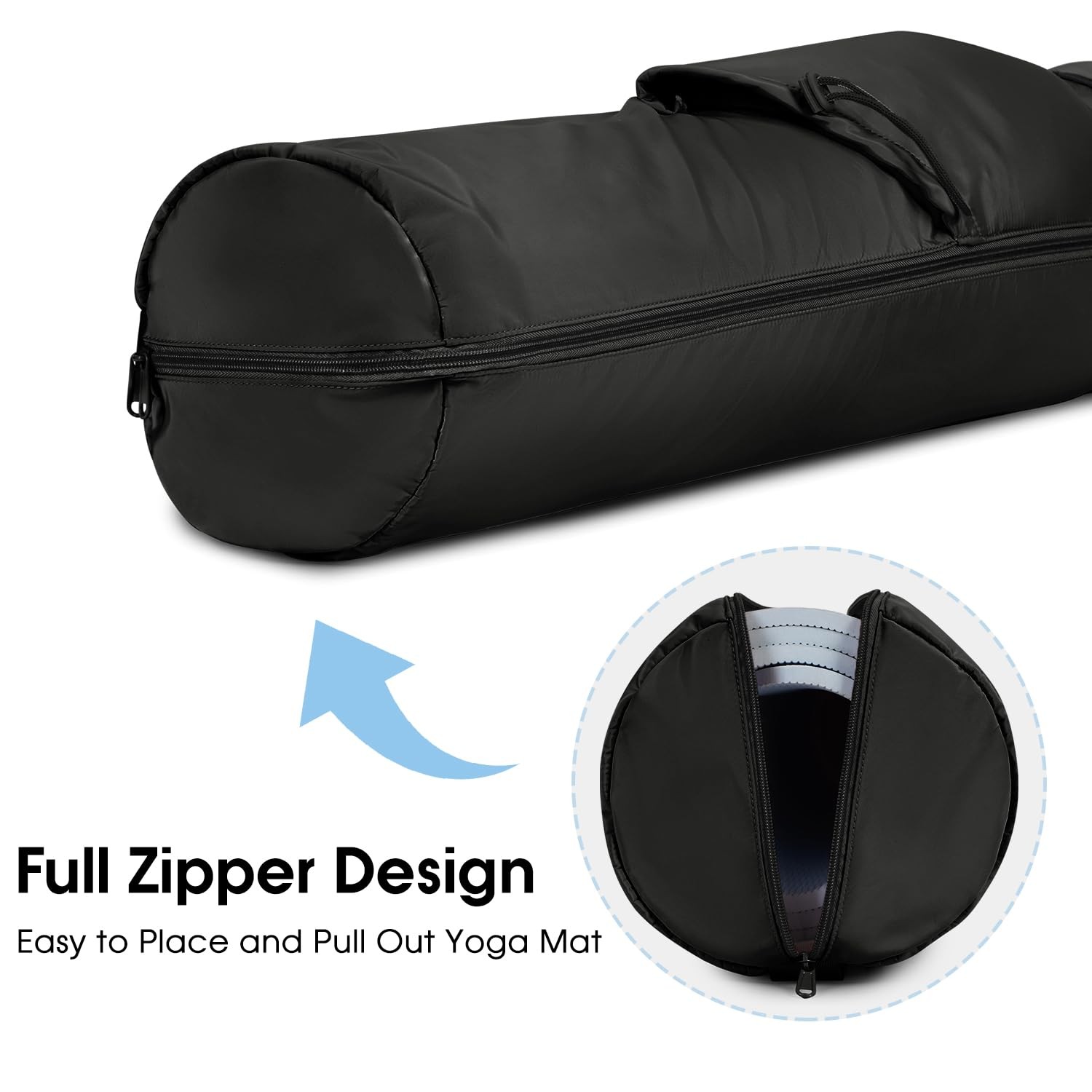 Yoga Mat Bag, Full Zip Cargo Yoga Mat Carrier Bag with Drawstring Water Bottl…