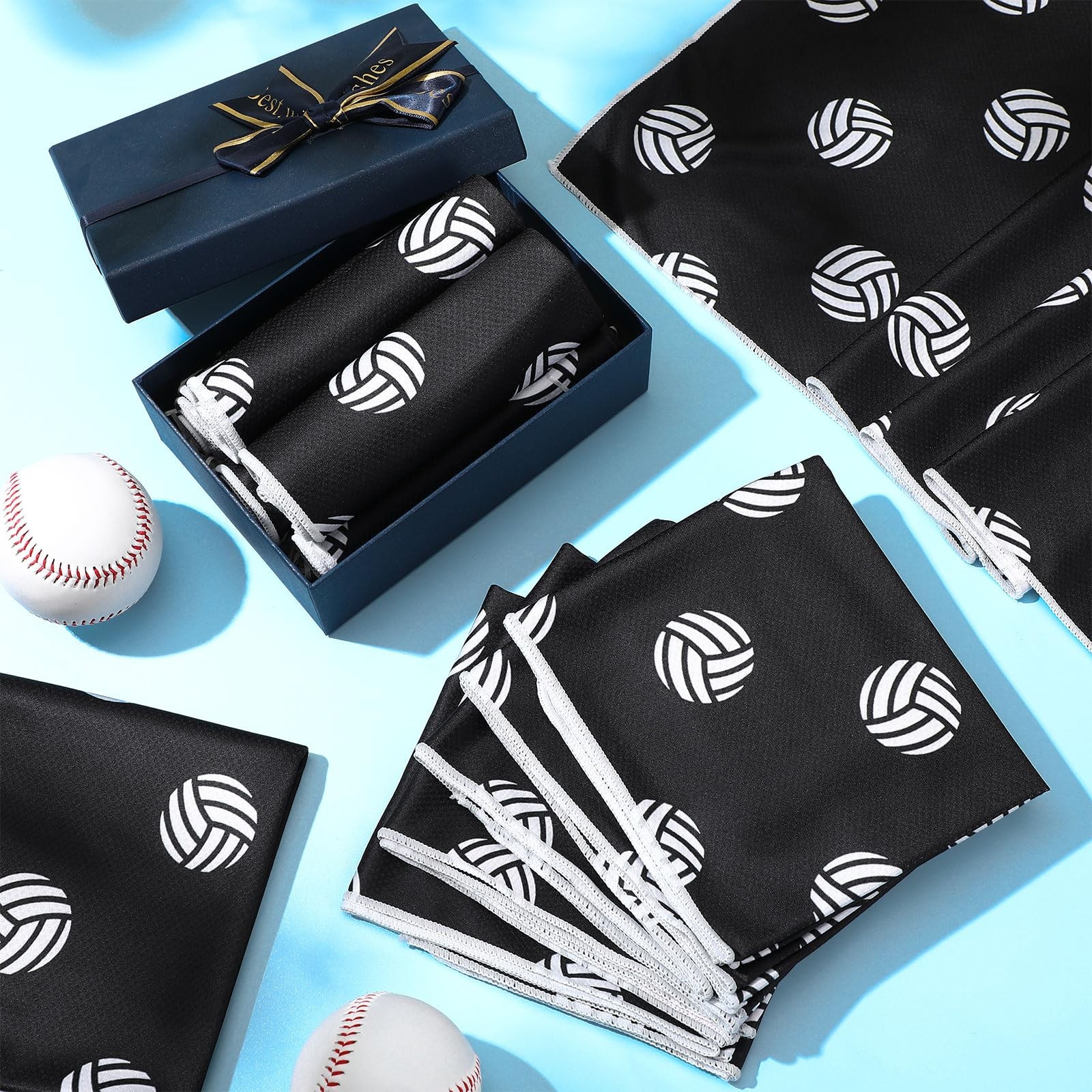 Fuweave 12 Pcs Black White Volleyball Cooling Towel 40 X 12 Inch For Gifts Team