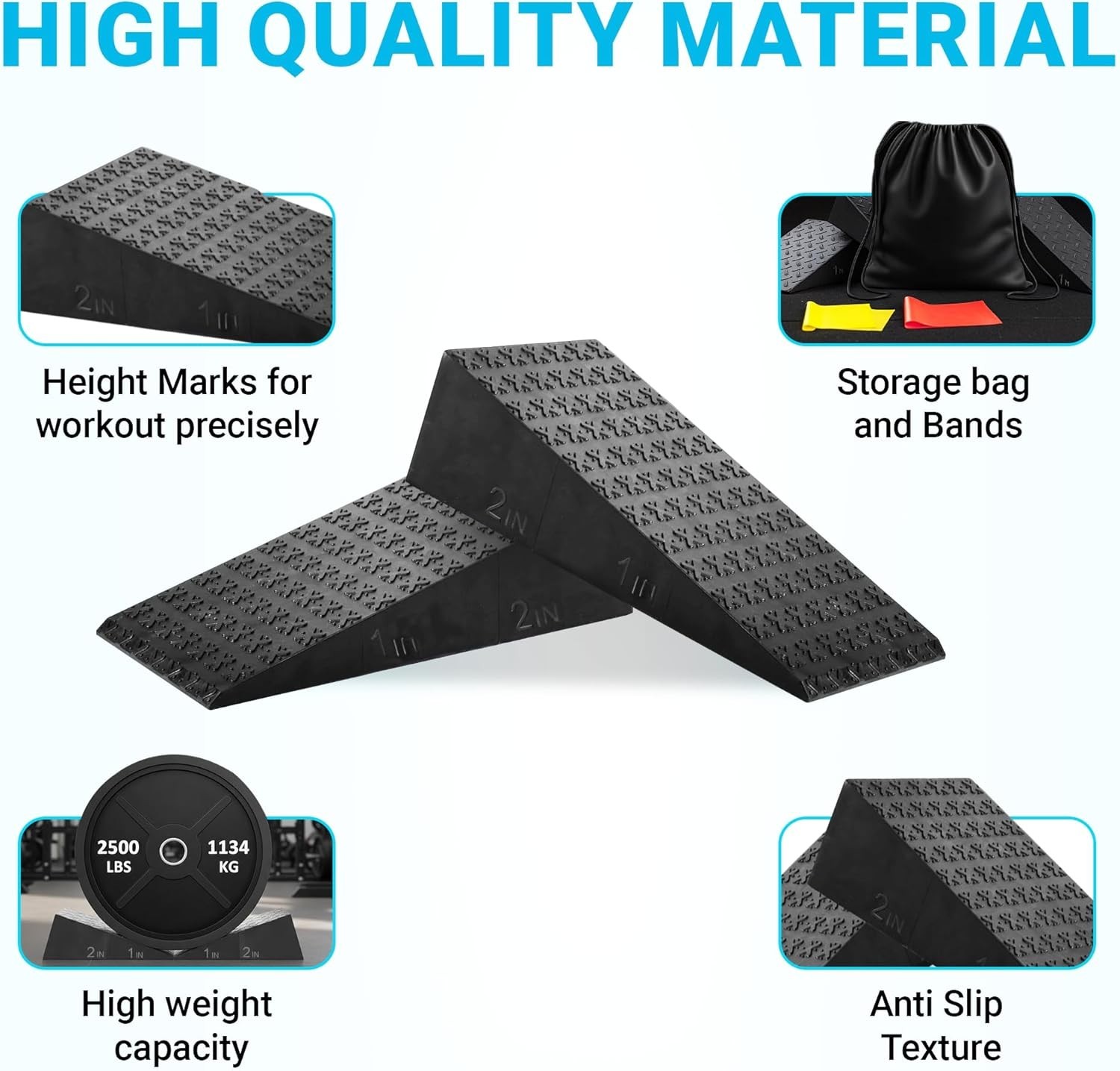 Squat Wedge – 2 Inch Heel Elevated Slant Board for Squats | Calf Stretch Uwaomah