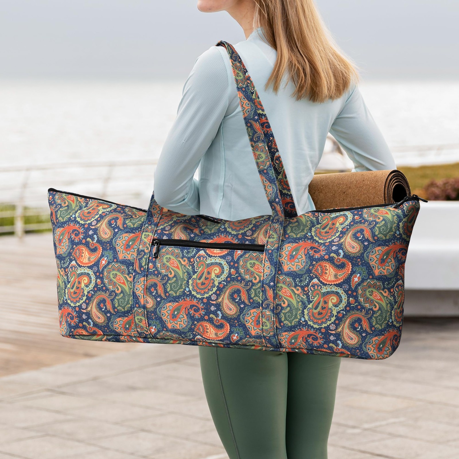 Large Yoga Mat Bag Carrier Gym Tote Wet Pocket Workout Pilates Travel Women