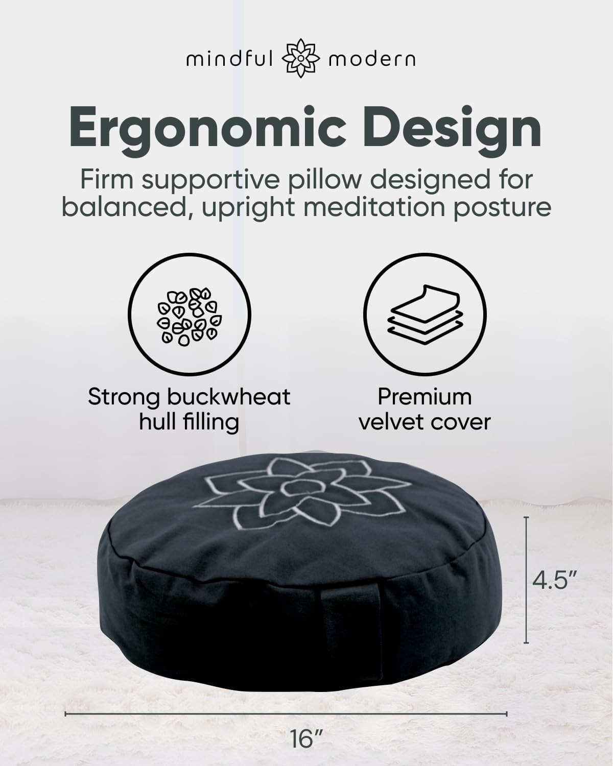 Mindful & Modern Large Meditation Cushion for Zafu Yoga – Meditation Pillow f…