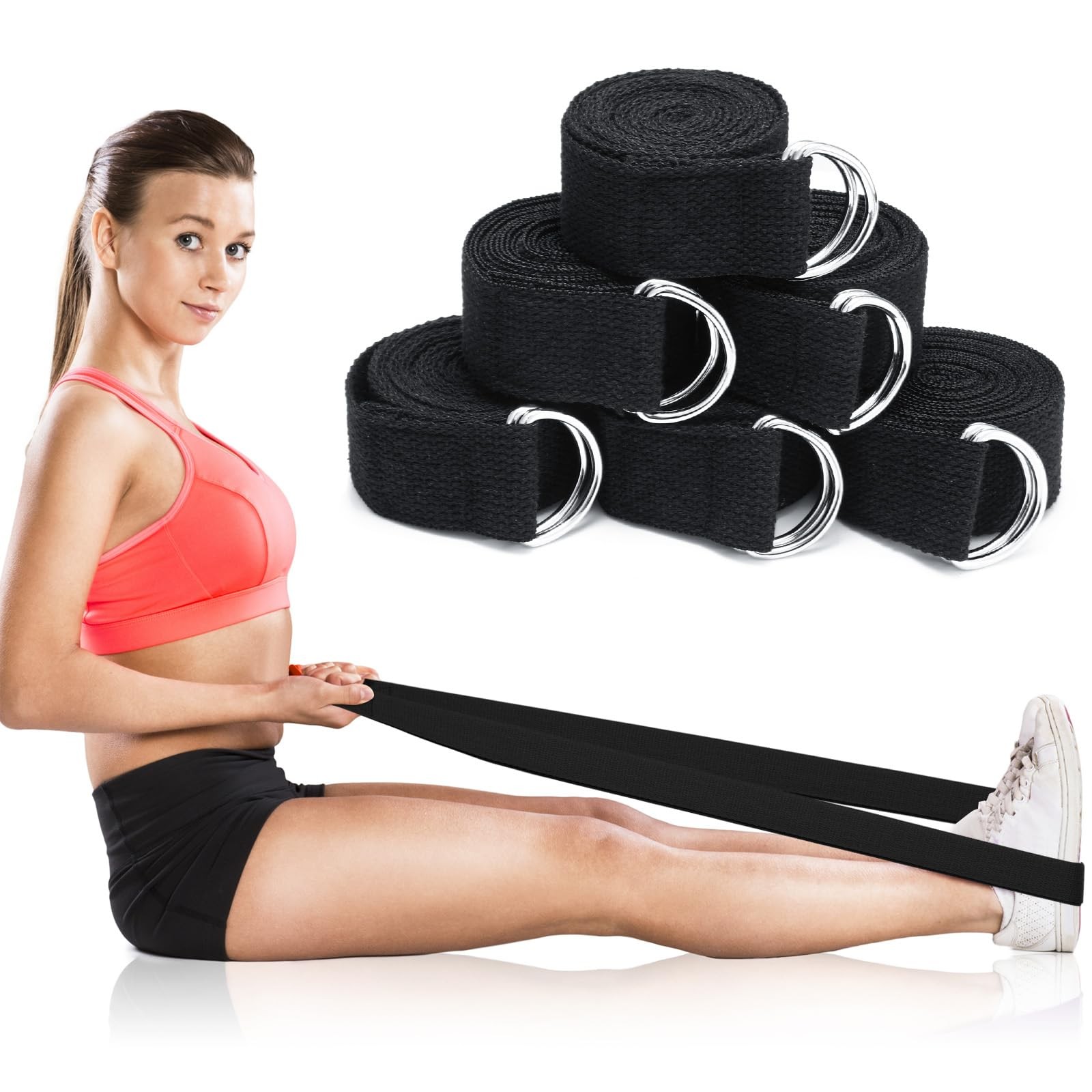 40 Pcs Yoga Strap Stretching Pilates Exercise Adjustable Straps 6 ft Non Elas…