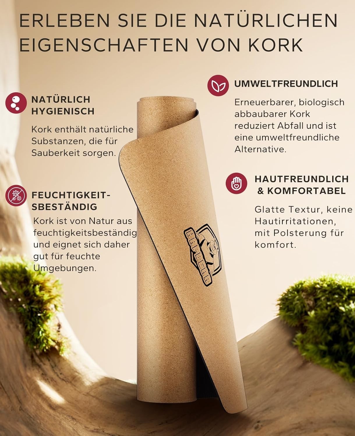Yoga Mat Cork XXL – Extra Large Yoga Mat Non Slip 183x116cm / 183x92cm -…
