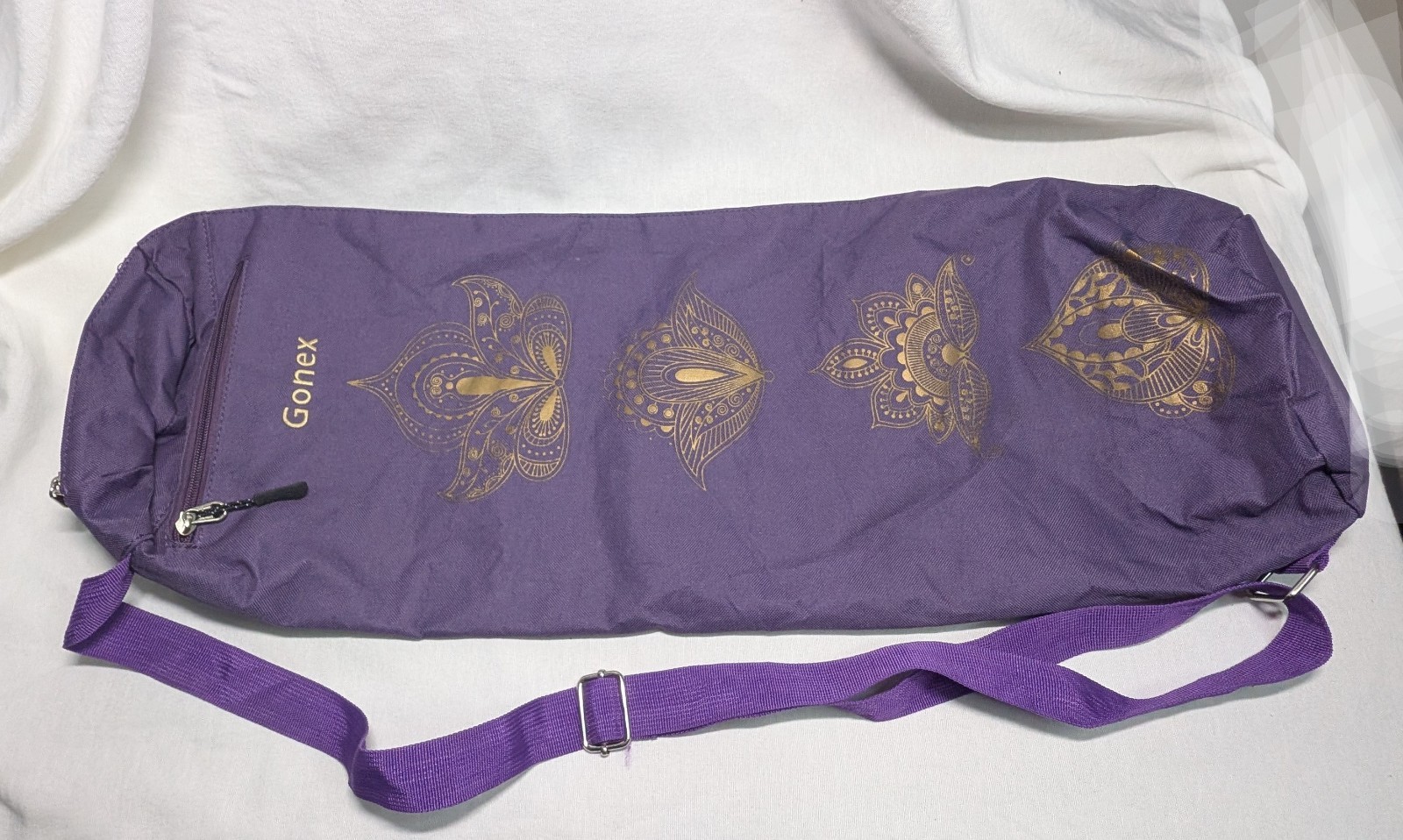 Yoga Mat Carry Bag Full Zip Henna Designs Duffle Bag Purple Gold