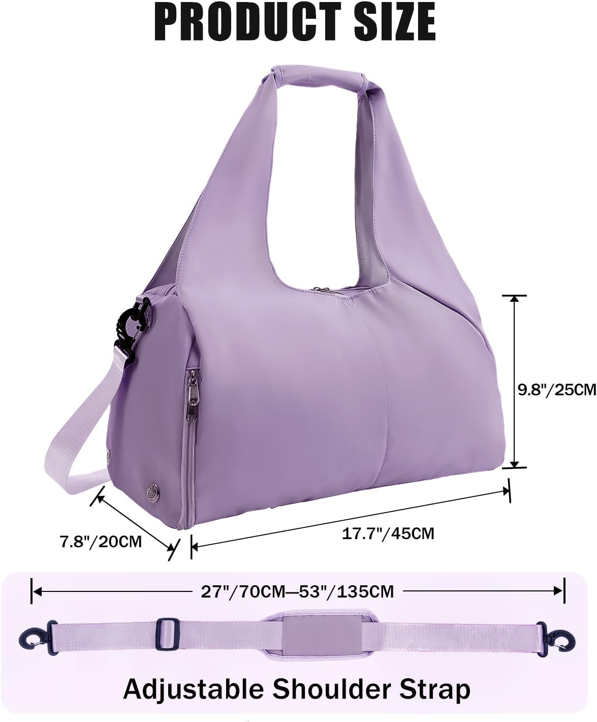 Gym Bag for Women with Shoe Compartment Yoga Mat Bag with Wet Pocket and Water B