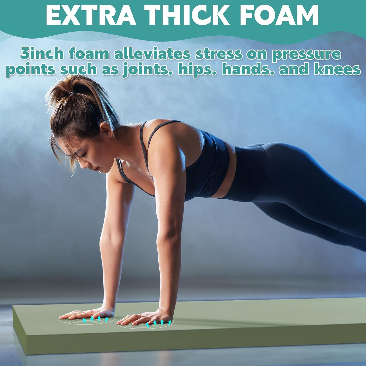 MABOZOO 3 Inch Thick Yoga Mat, Extra Thick Gymnastics Mat with Carrying Handles