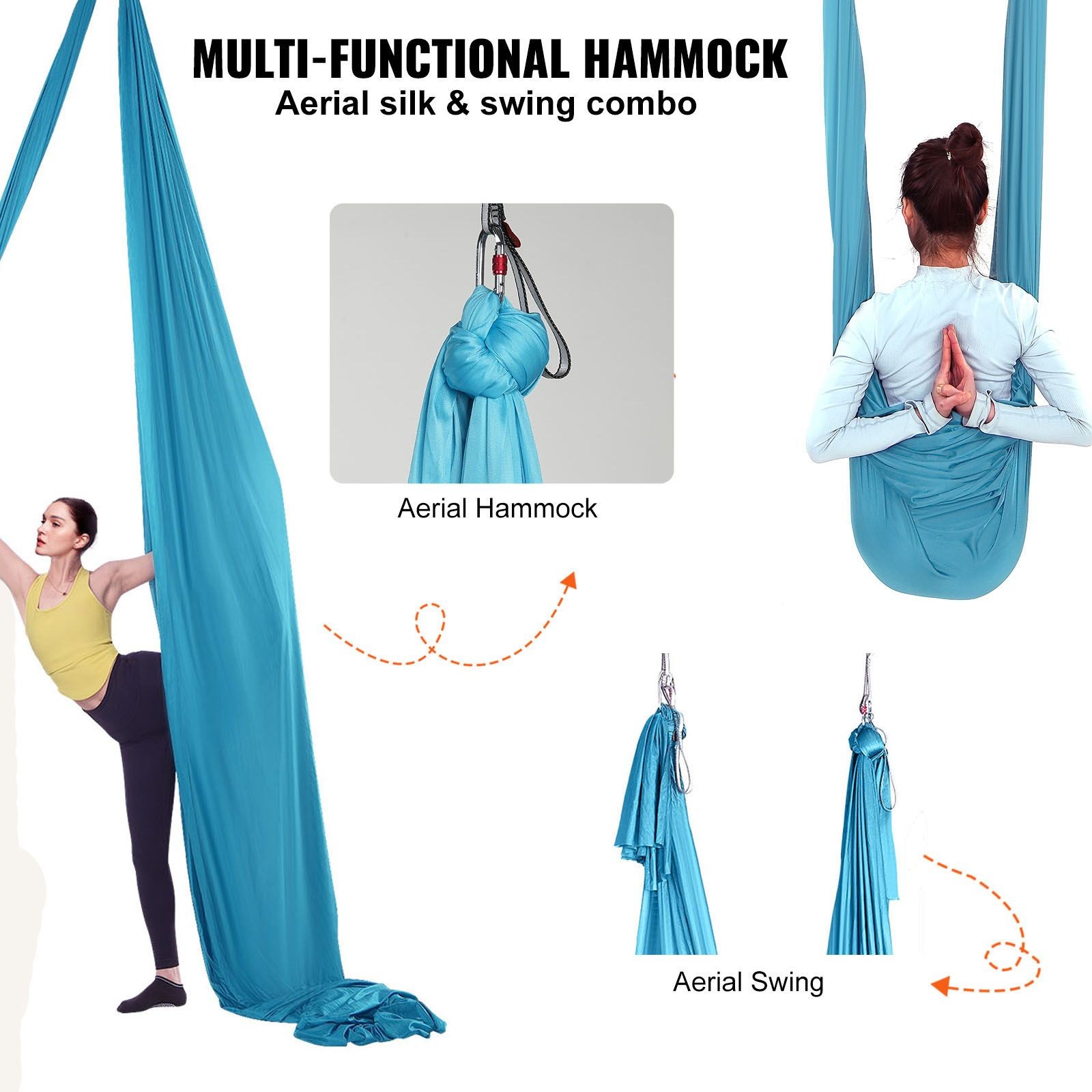 Aerial Yoga Hammock & Swing, 5.5 Yards, Aerial Yoga Starter Kit with 100gsm