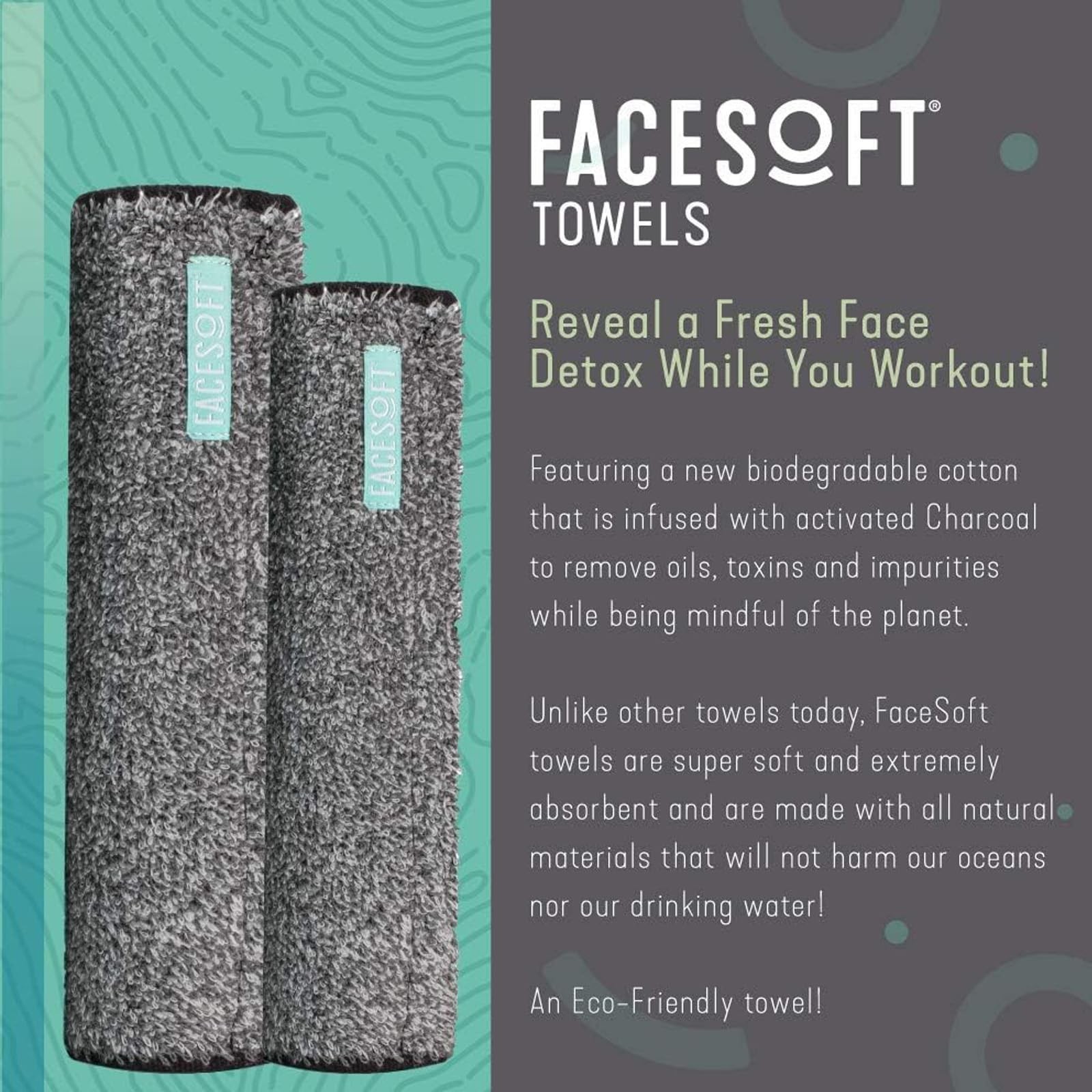 Facesoft Yoga Towel – Infused with Activated Charcoal to Detoxify and Sweat -…