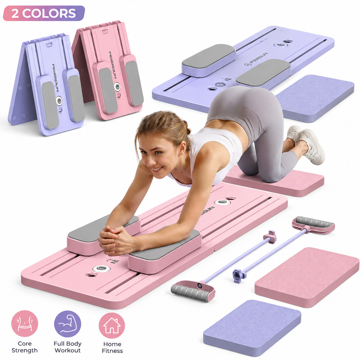 Multi-Function Pilates Board Set Foldable Reformer Workout Board 300LB