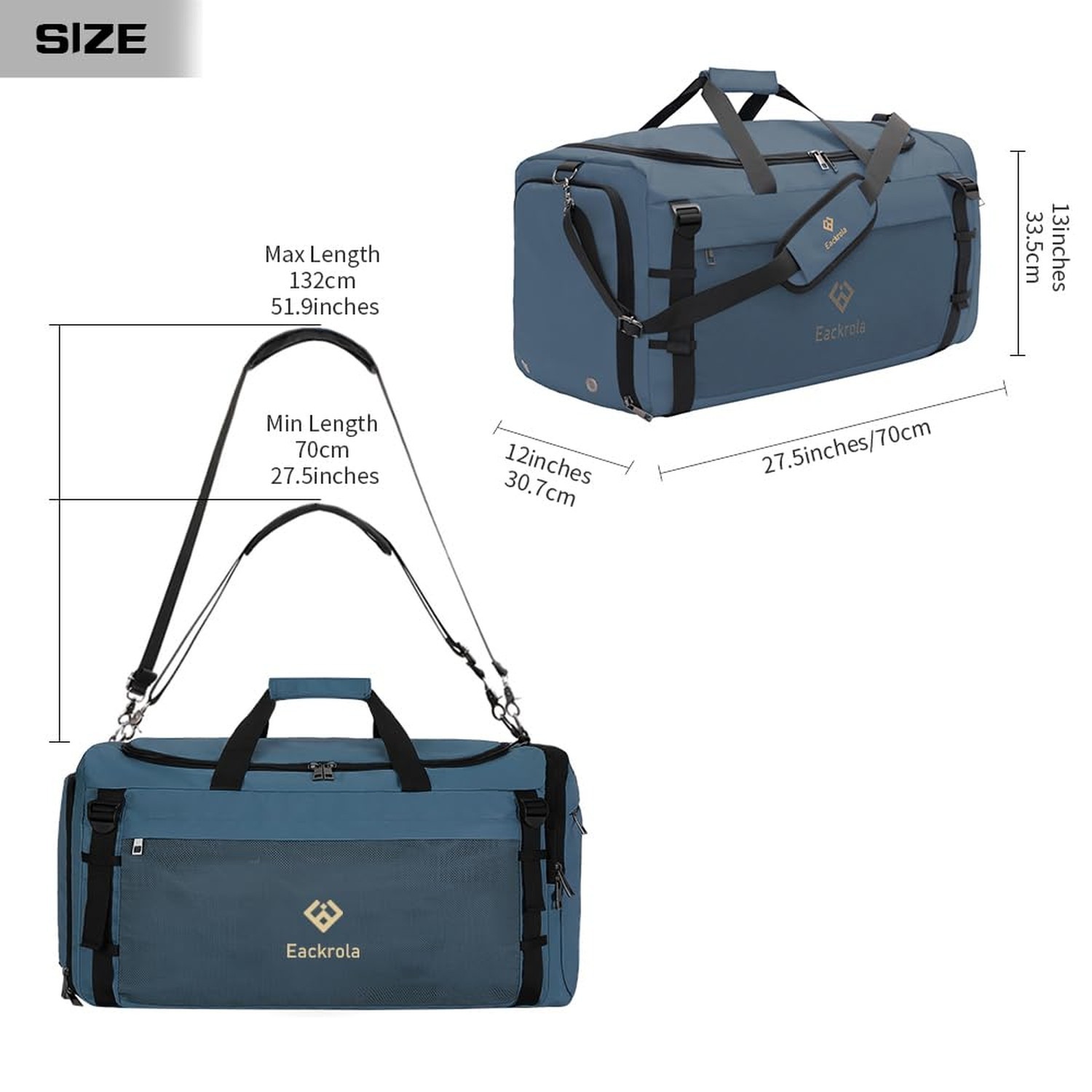 Extra Large Sports Gym Bag, Travel Duffel bag with Wet Pocket & Shoes Compart…
