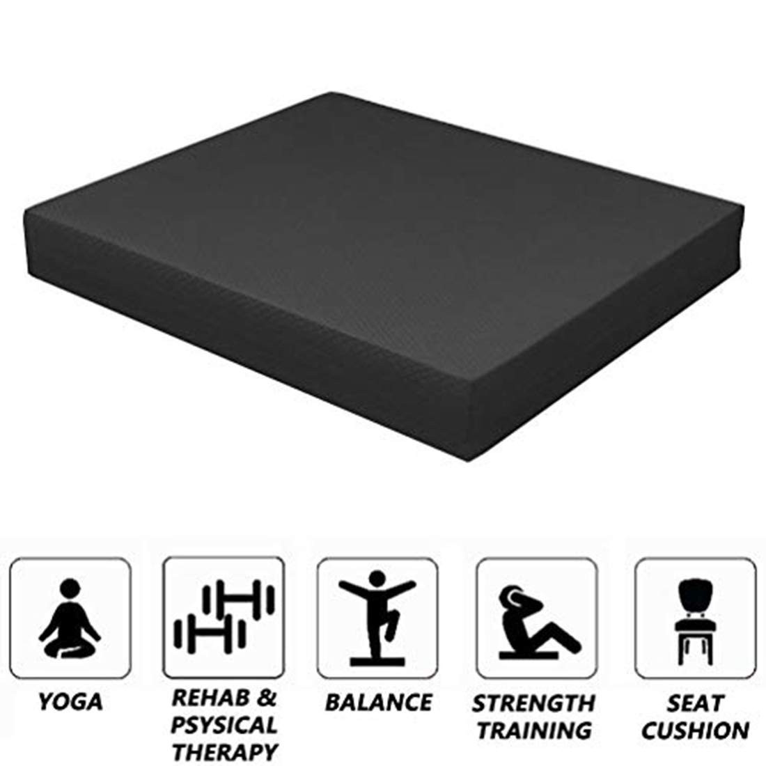 Strainho Non-Slip Balance Foam Pad,Gym 15.4 x 12.6 x 2.05 inches, Black