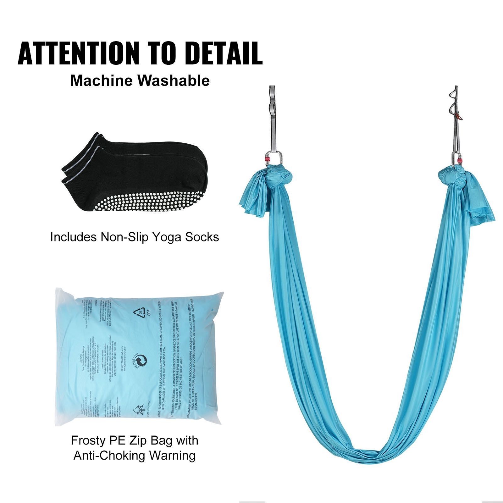 Aerial Yoga Hammock & Swing, 5.5 Yards, Aerial Yoga Starter Kit with 100gsm