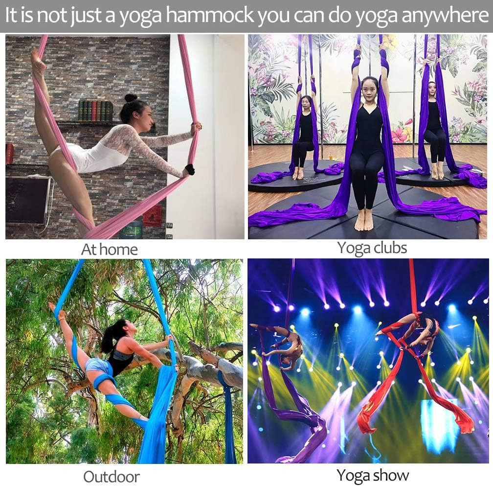 Deluxe Aerial Silks Equipment Set – 11 Yards Aerial Yoga Hammock Swing for Acrob