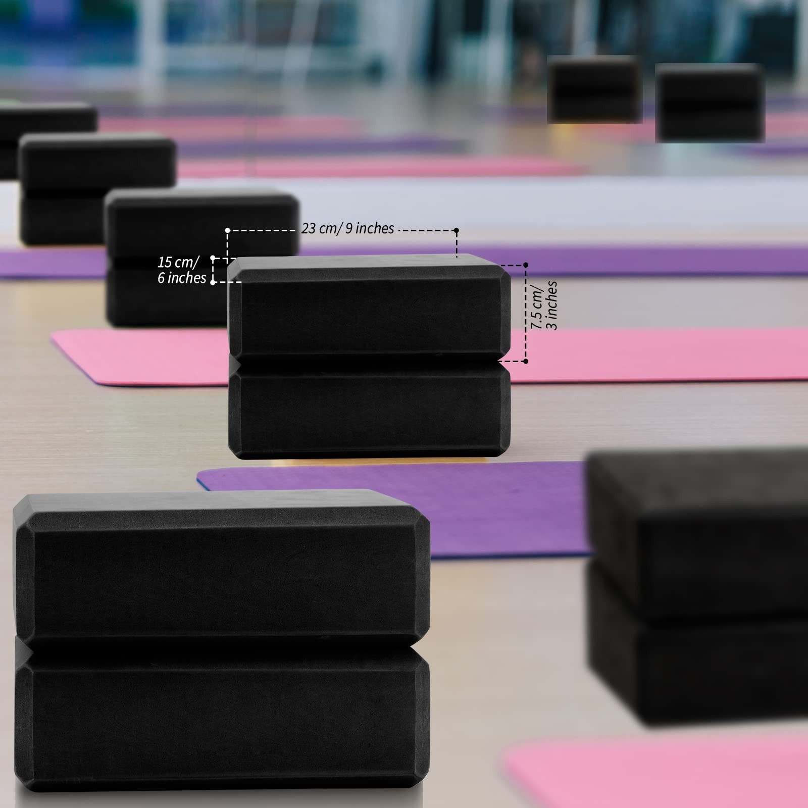 10 Pcs Foam EVA Yoga Blocks Lightweight Non Slip Supportive 120g, Black