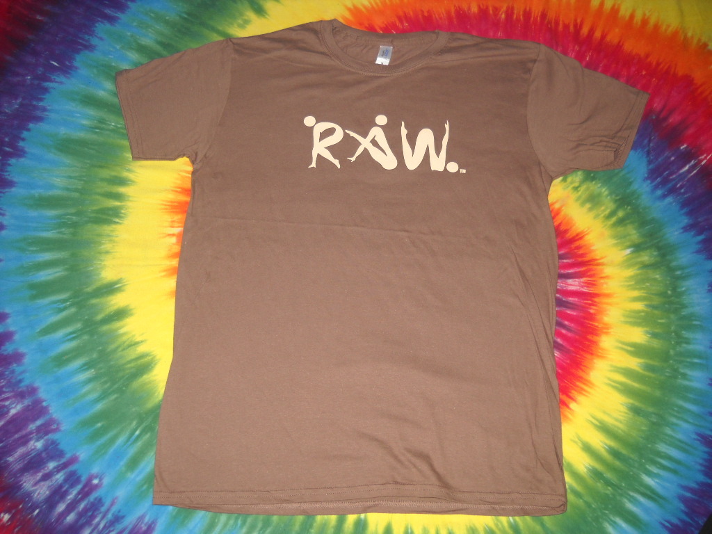 RAW VEGAN YOGA UNISEX PILATE WORKOUT FITNESS GYM BROWN T-SHIRT COTTON-MEDIUM-NEW