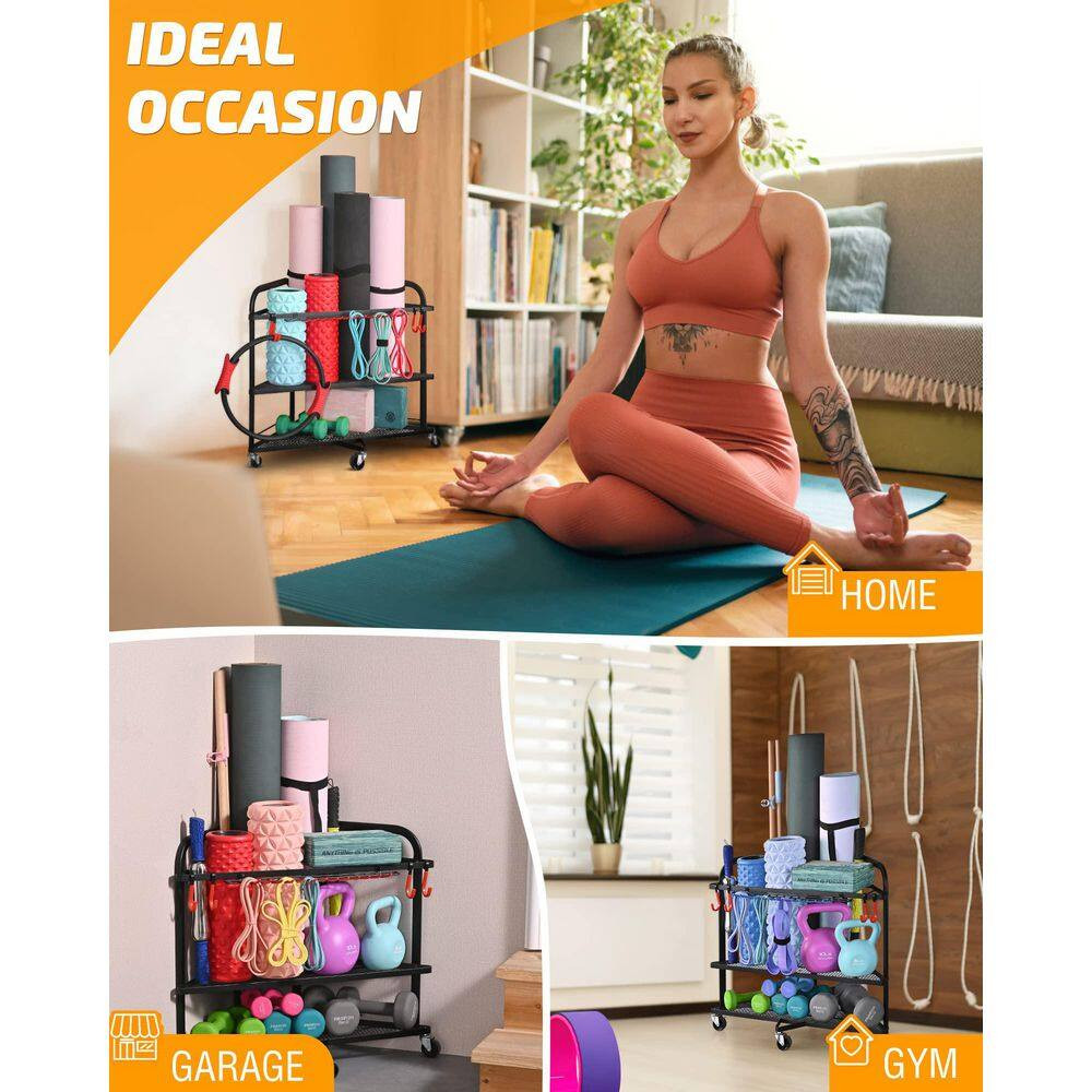 Heavy-Duty Dumbbell and Yoga Mat Storage Rack for Home Gym
