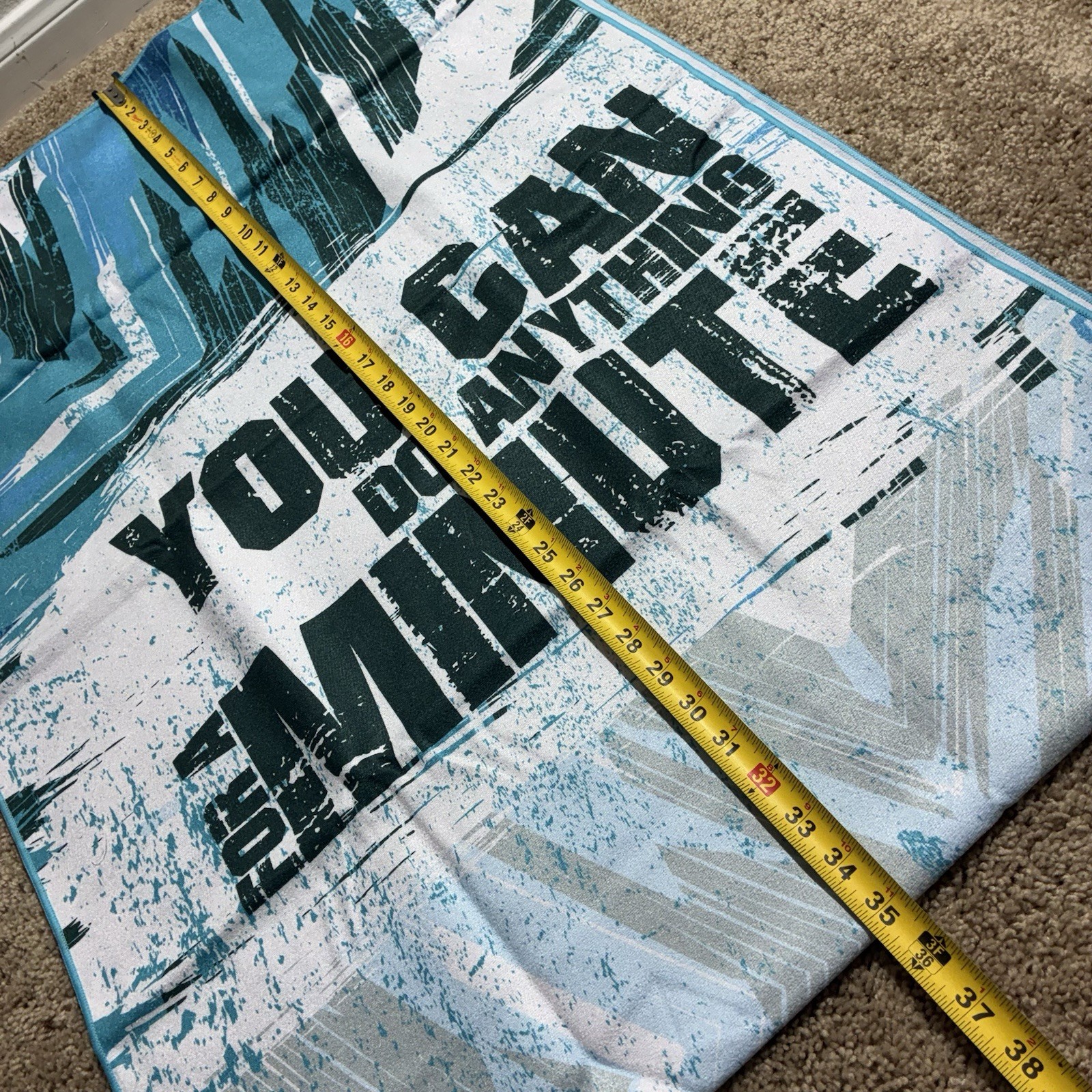 HOT YOGA MAT TOWEL / COVER With “You Can Do Anything For A Minute” Text