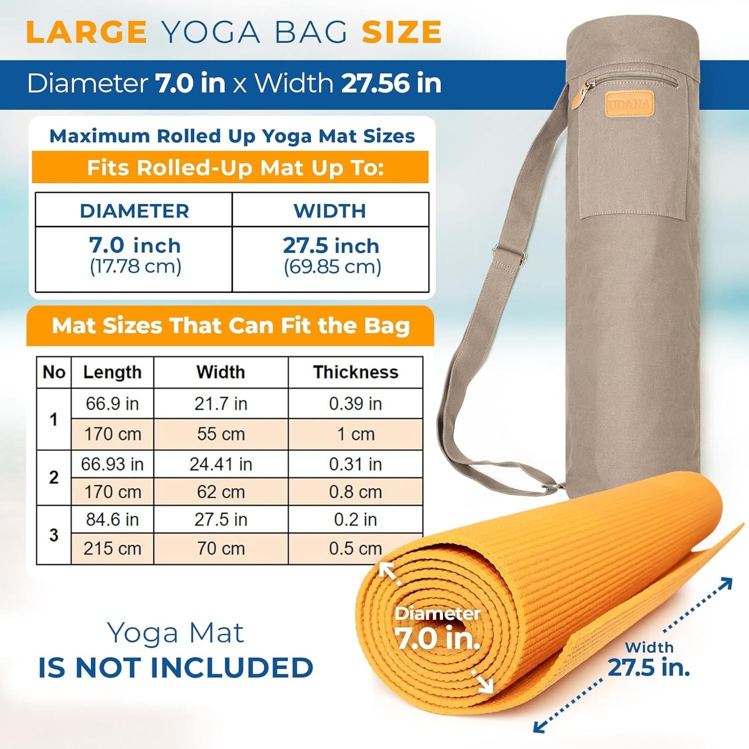 Yoga Mat Bag | Large Yoga Mat Bags for Women & Men | « Gray Canvas »