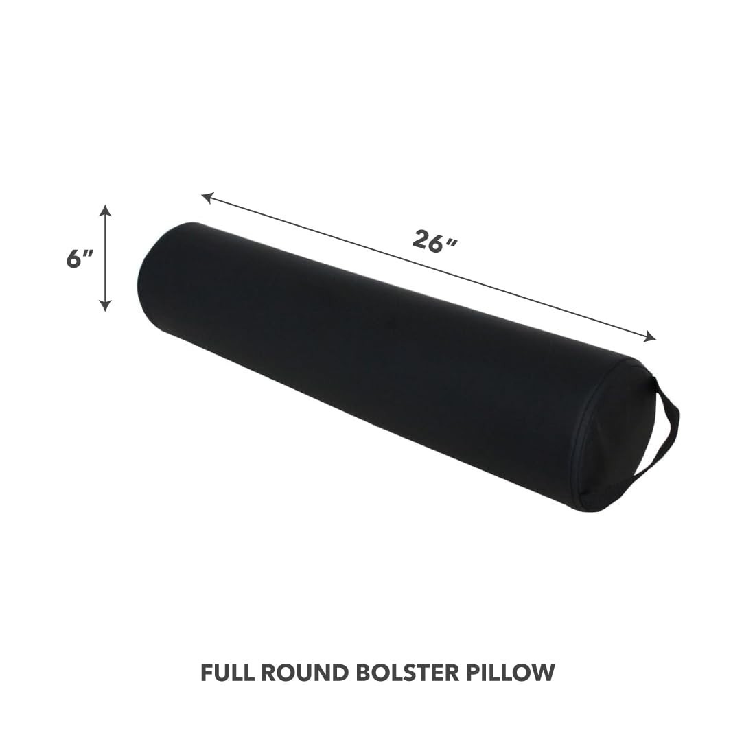 ForPro Black Full Round Bolster Pillow – Oil & Stain-Resistant Support for Yoga